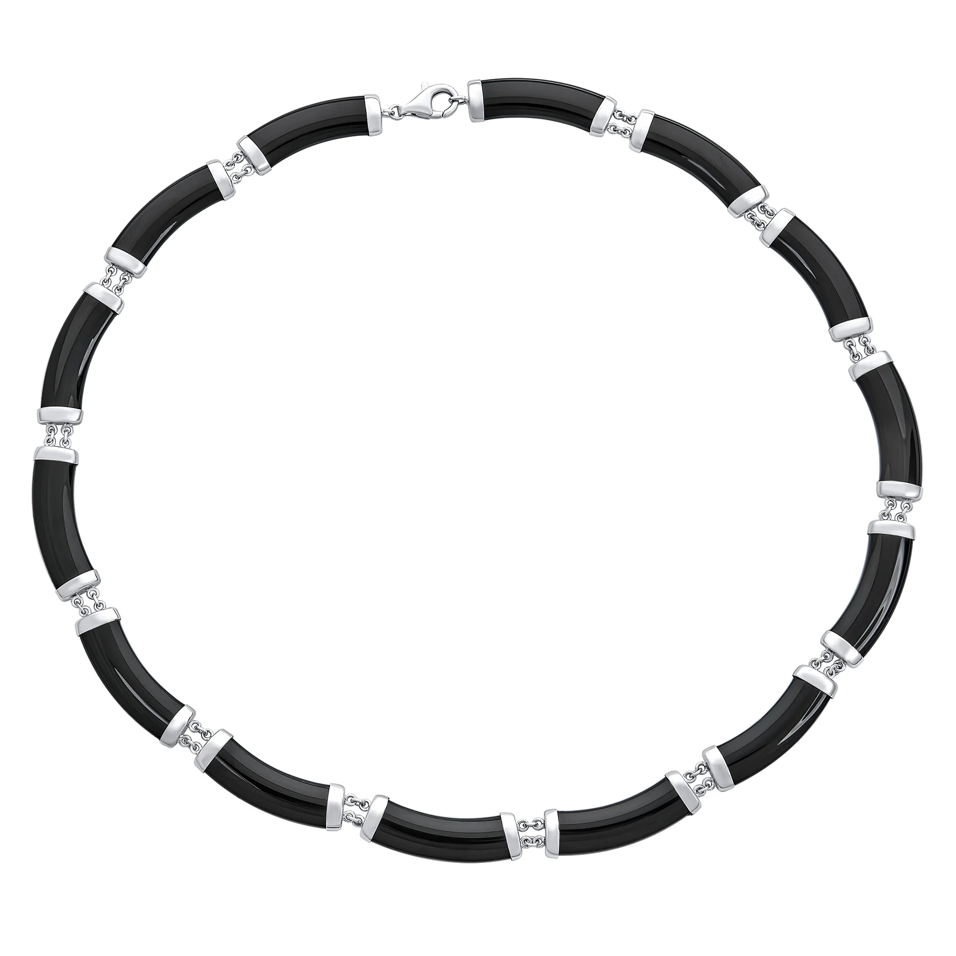 Natural Light Green Jade Contoured Bar Link Collar Necklace 14K Gold Plated .925 Sterling Silver - Image 2