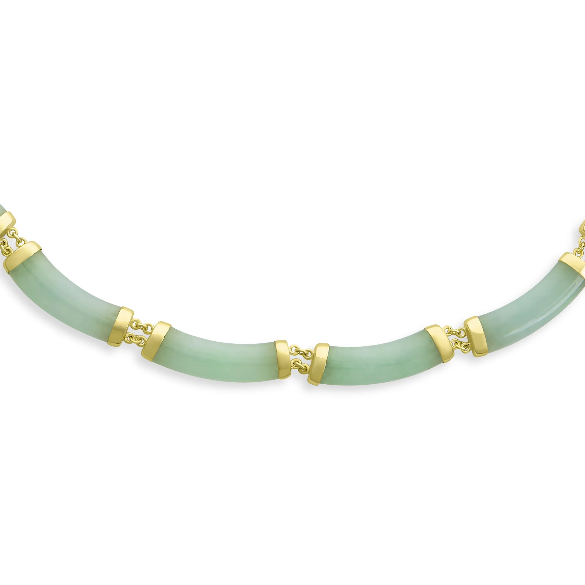 Natural Light Green Jade Contoured Bar Link Collar Necklace 14K Gold Plated .925 Sterling Silver - Image 3
