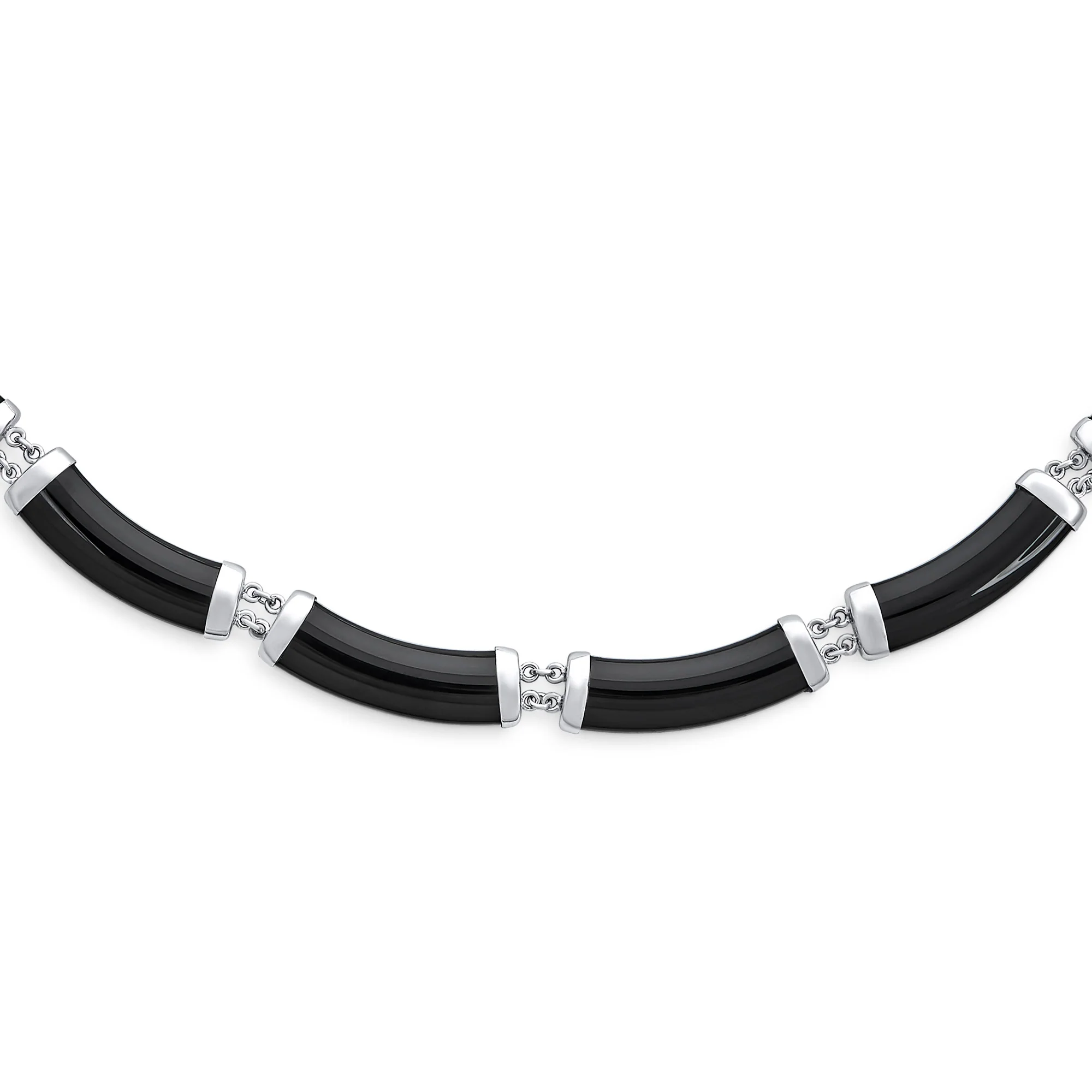 Natural Light Green Jade Contoured Bar Link Collar Necklace 14K Gold Plated .925 Sterling Silver - Image 4