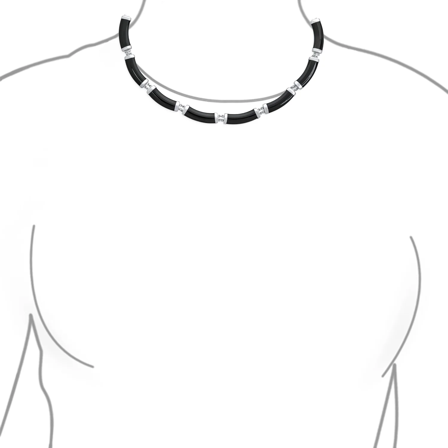 Natural Light Green Jade Contoured Bar Link Collar Necklace 14K Gold Plated .925 Sterling Silver - Image 6