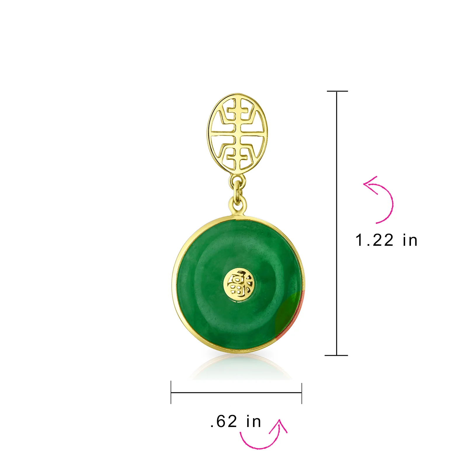 Asian Green Jade Dangle Gemstone Earrings 14K Gold Plated - Image 8