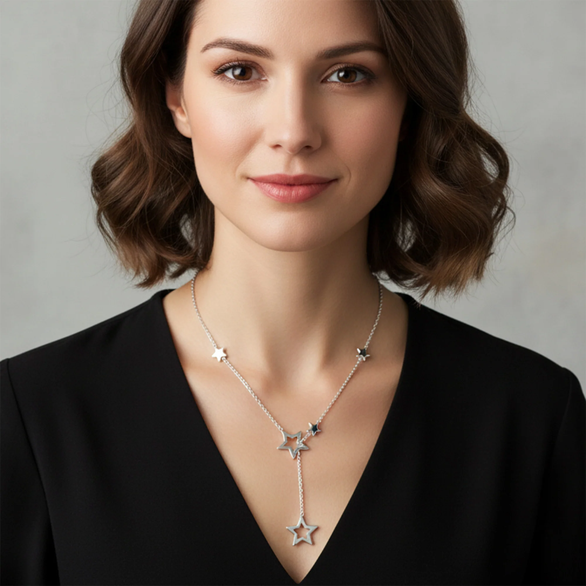 Astrology Celestial Drop Necklace Stars Sterling Silver - Image 2