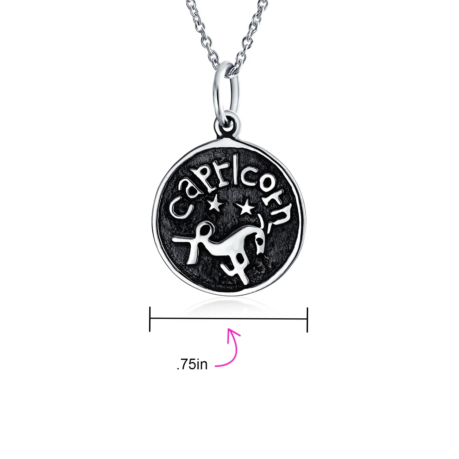 Aquarius Zodiac Round Medallion Pendant Necklace Antiqued .925 Sterling Silver - Image 28