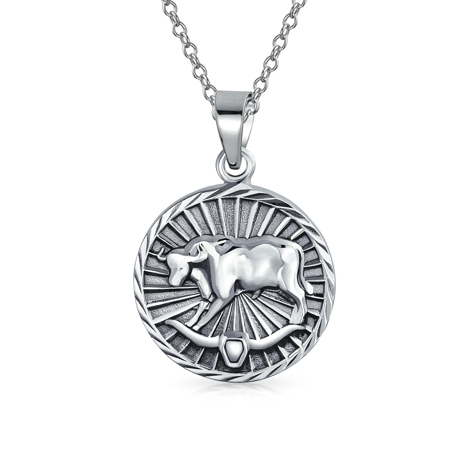 Cancer Zodiac Sign Round Medallion Pendant Necklace .925 Sterling Silver - Image 10