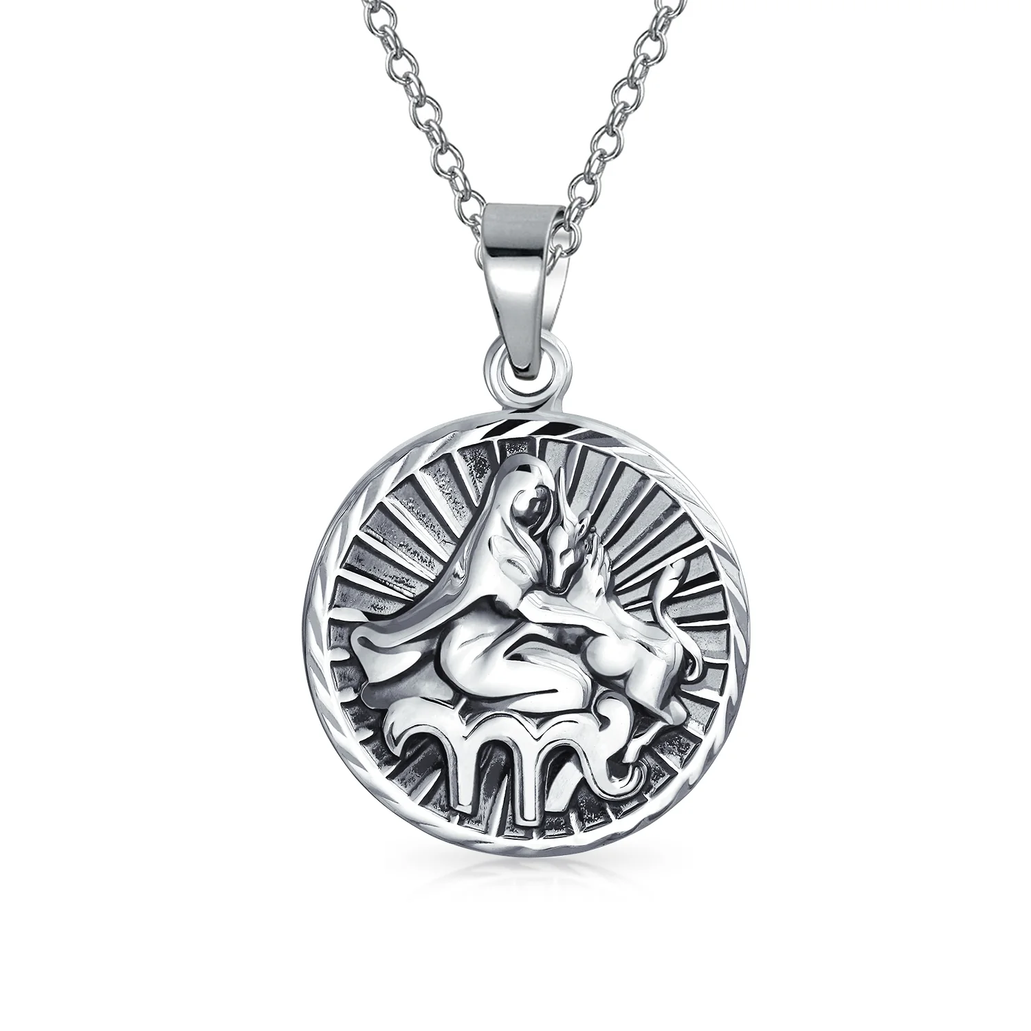 Cancer Zodiac Sign Round Medallion Pendant Necklace .925 Sterling Silver - Image 11