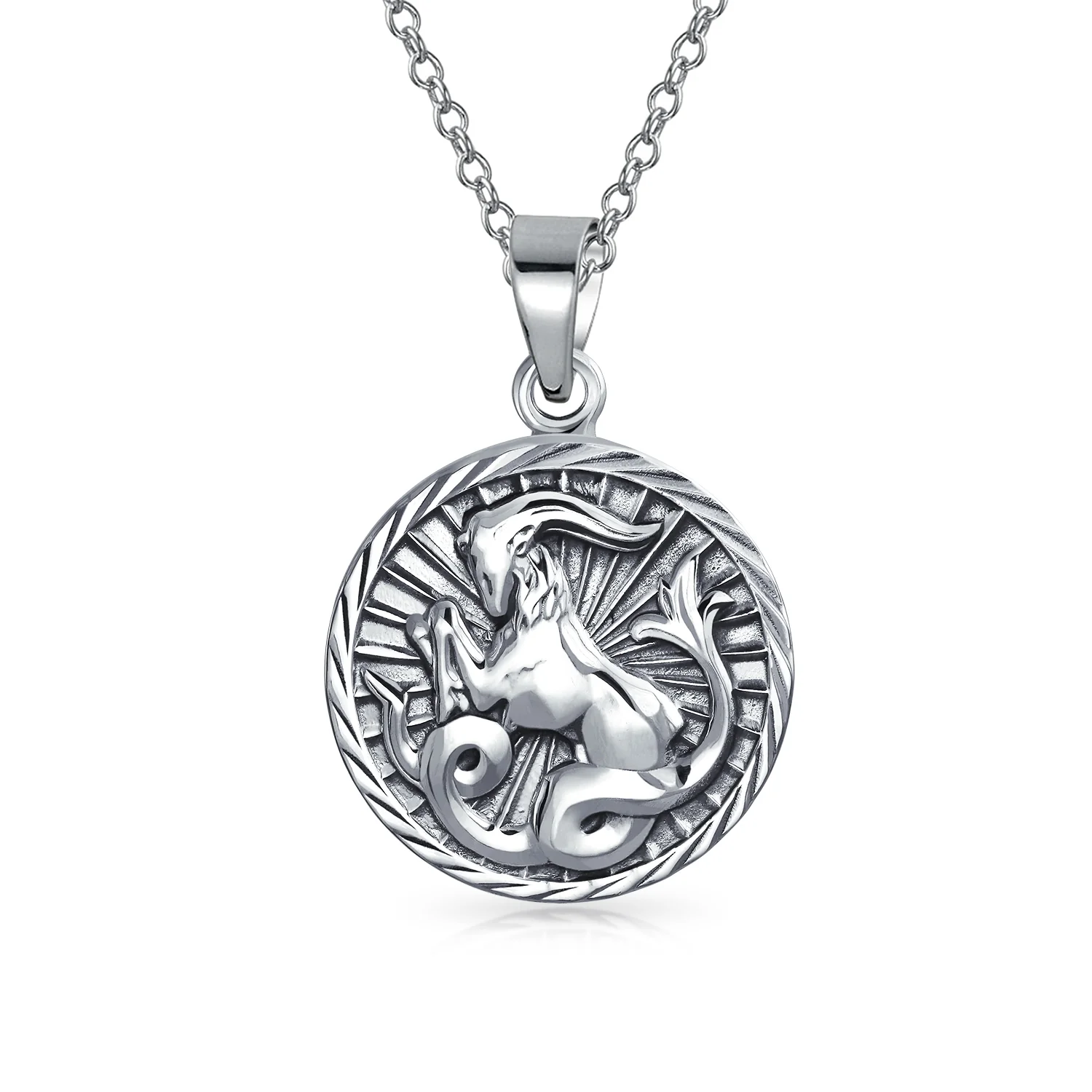 Cancer Zodiac Sign Round Medallion Pendant Necklace .925 Sterling Silver - Image 12