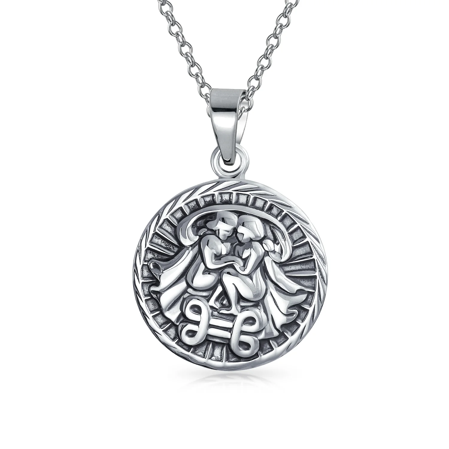 Cancer Zodiac Sign Round Medallion Pendant Necklace .925 Sterling Silver - Image 4