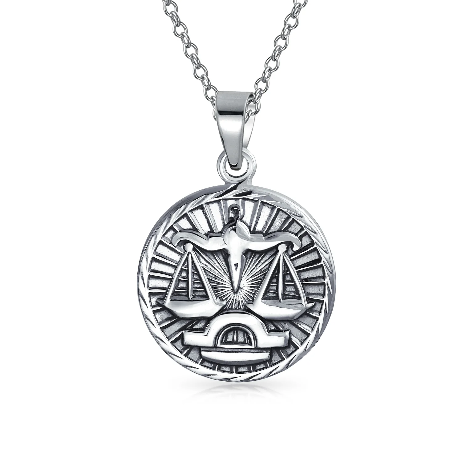 Cancer Zodiac Sign Round Medallion Pendant Necklace .925 Sterling Silver - Image 6