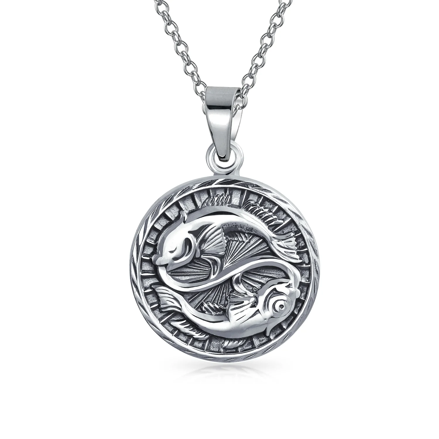 Cancer Zodiac Sign Round Medallion Pendant Necklace .925 Sterling Silver - Image 7