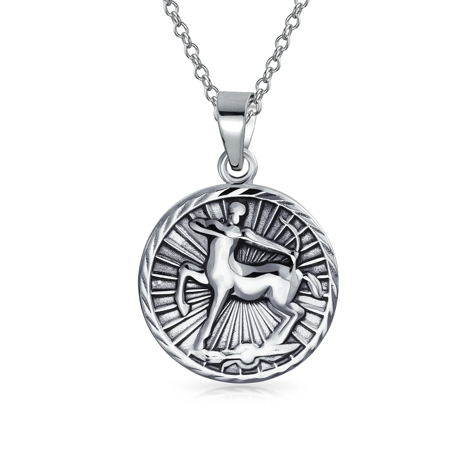 Cancer Zodiac Sign Round Medallion Pendant Necklace .925 Sterling Silver - Image 8