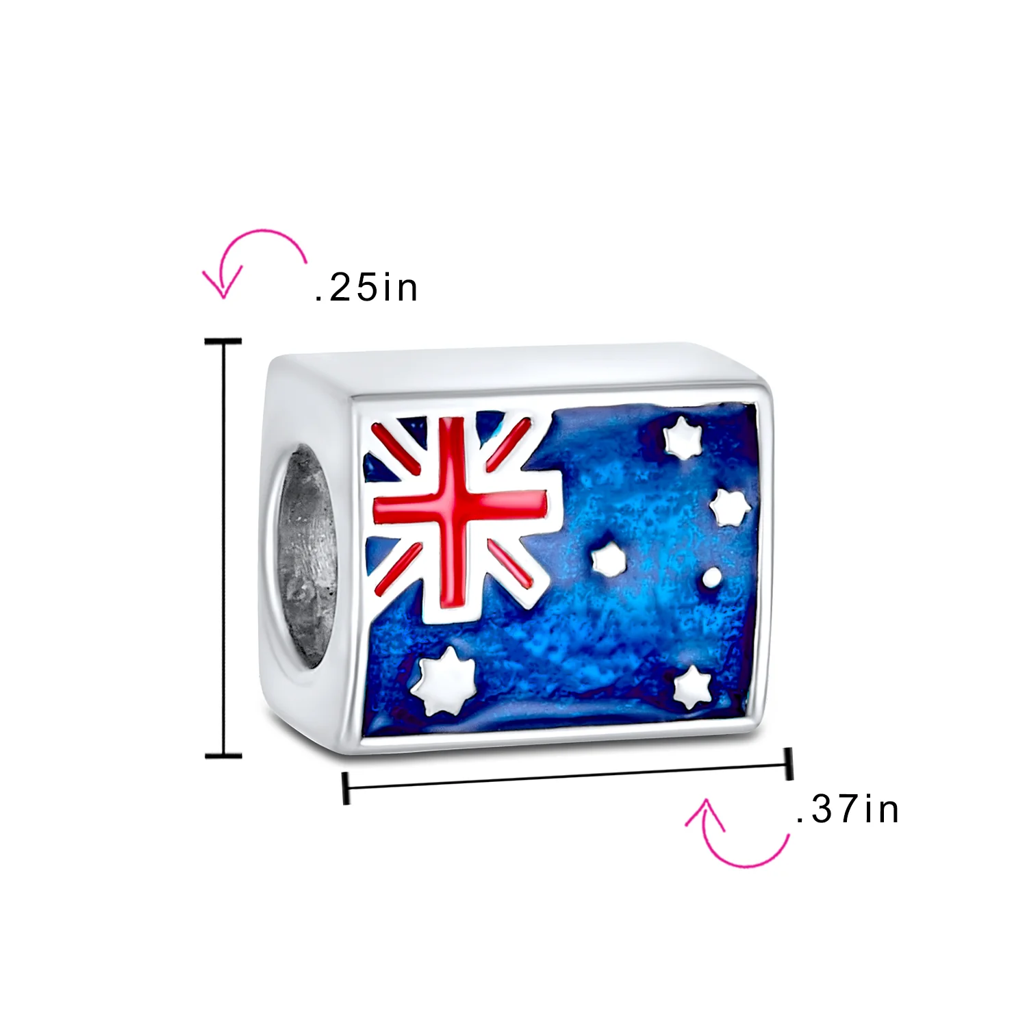 Australian Flag Charm Bead Sterling Silver European Bracelet - Image 3
