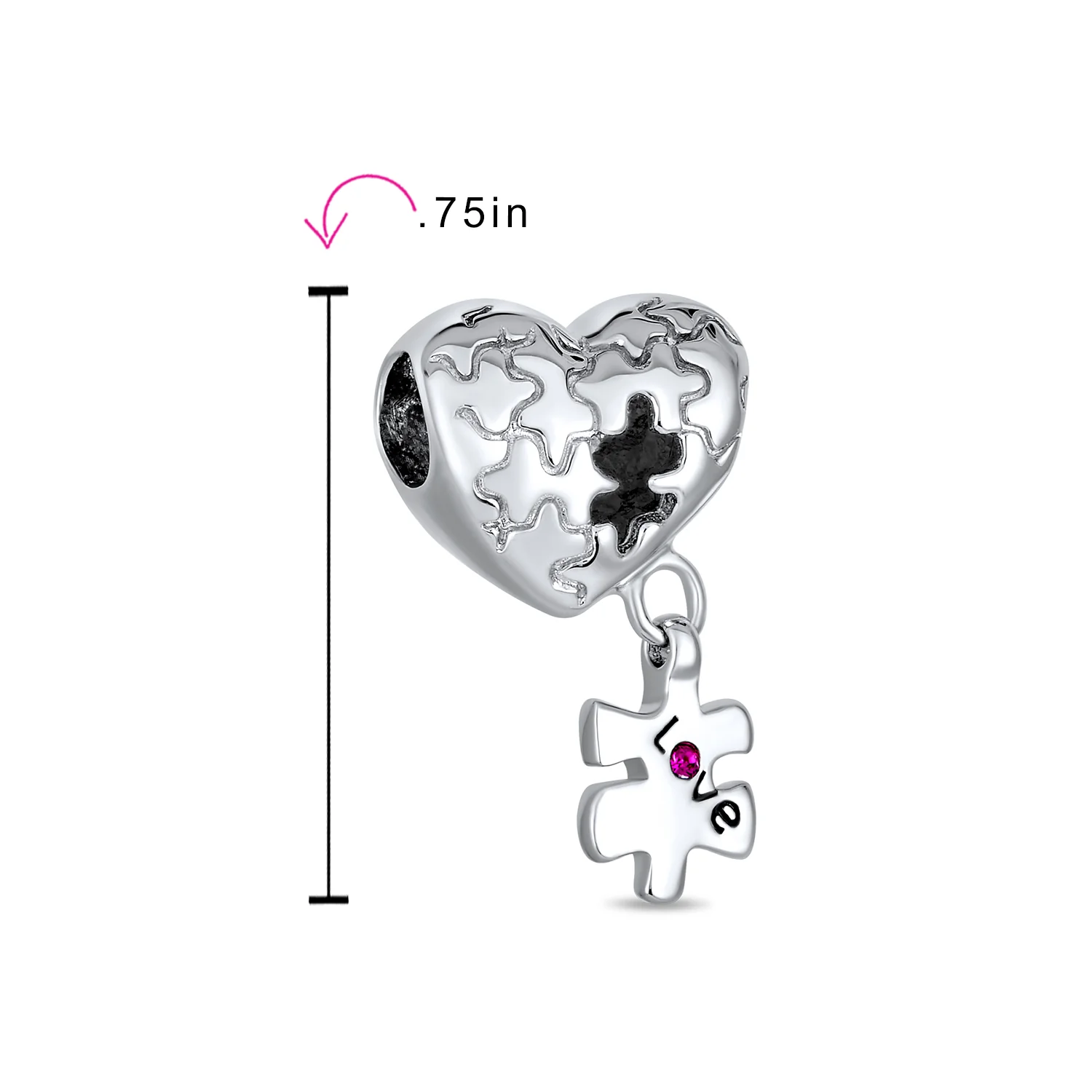 Autism Awareness Heart Puzzle Charm Bead European Bracelets - Image 3