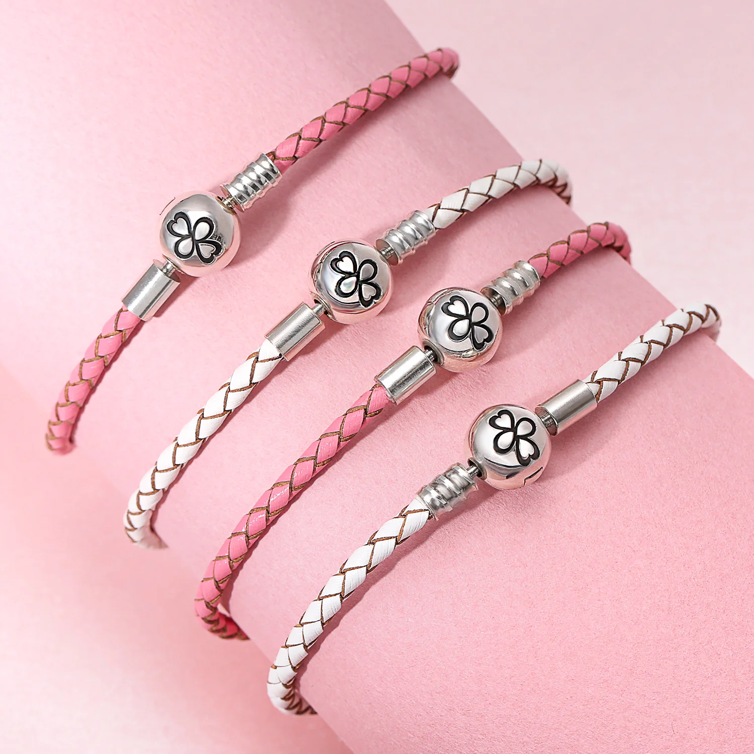 Ayllu Amulet Strand Bracelet White Leather Silver Clasp - Image 5