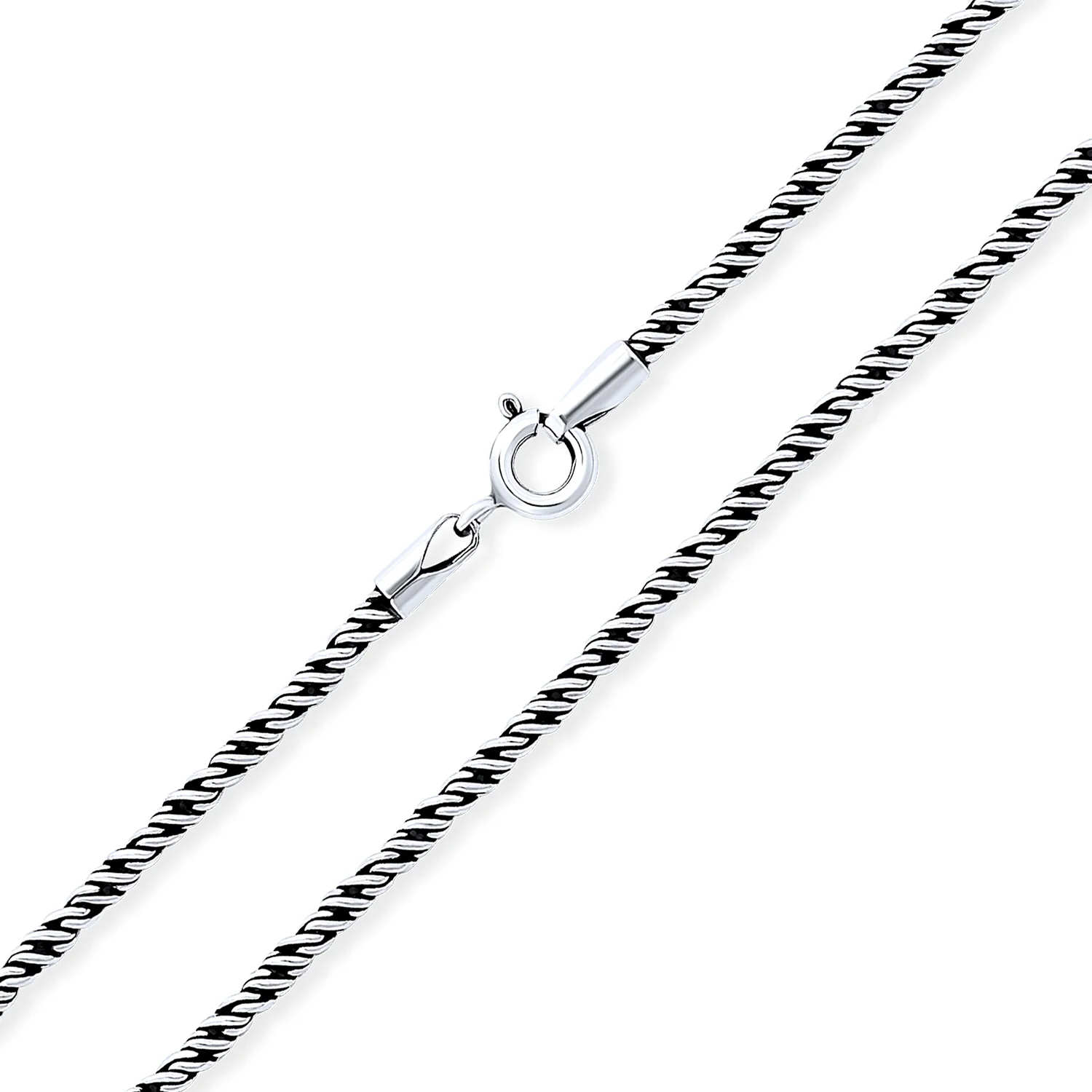 Bali Black Oxidized Silver Rope Twist Chain Necklace Men - Image 3