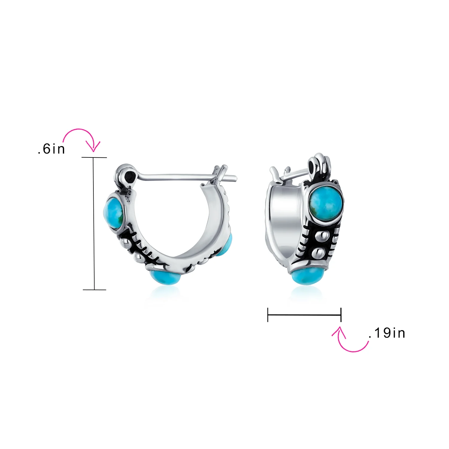 Bali Boho CZ Hoop Earrings Turquoise Carnelian Onyx Beads - Image 8