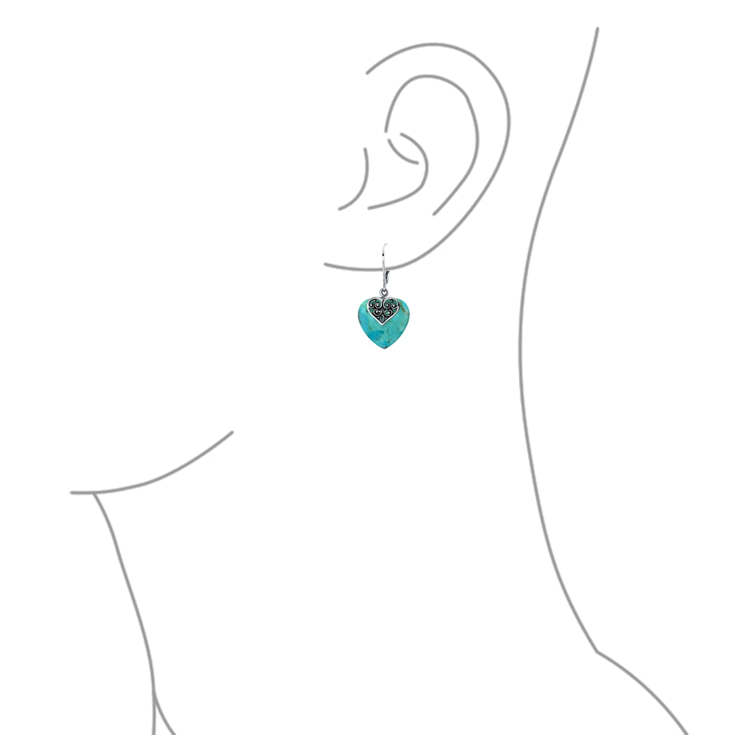 Hearts Bali Boho Dangle Gemstone Earrings Pink Aqua - Image 5