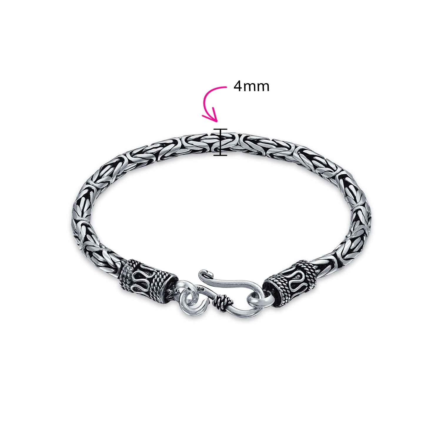 Bali Byzantine Link Bracelet Sterling Silver Hand Crafted In Thailand 7.5 Inch - Image 5