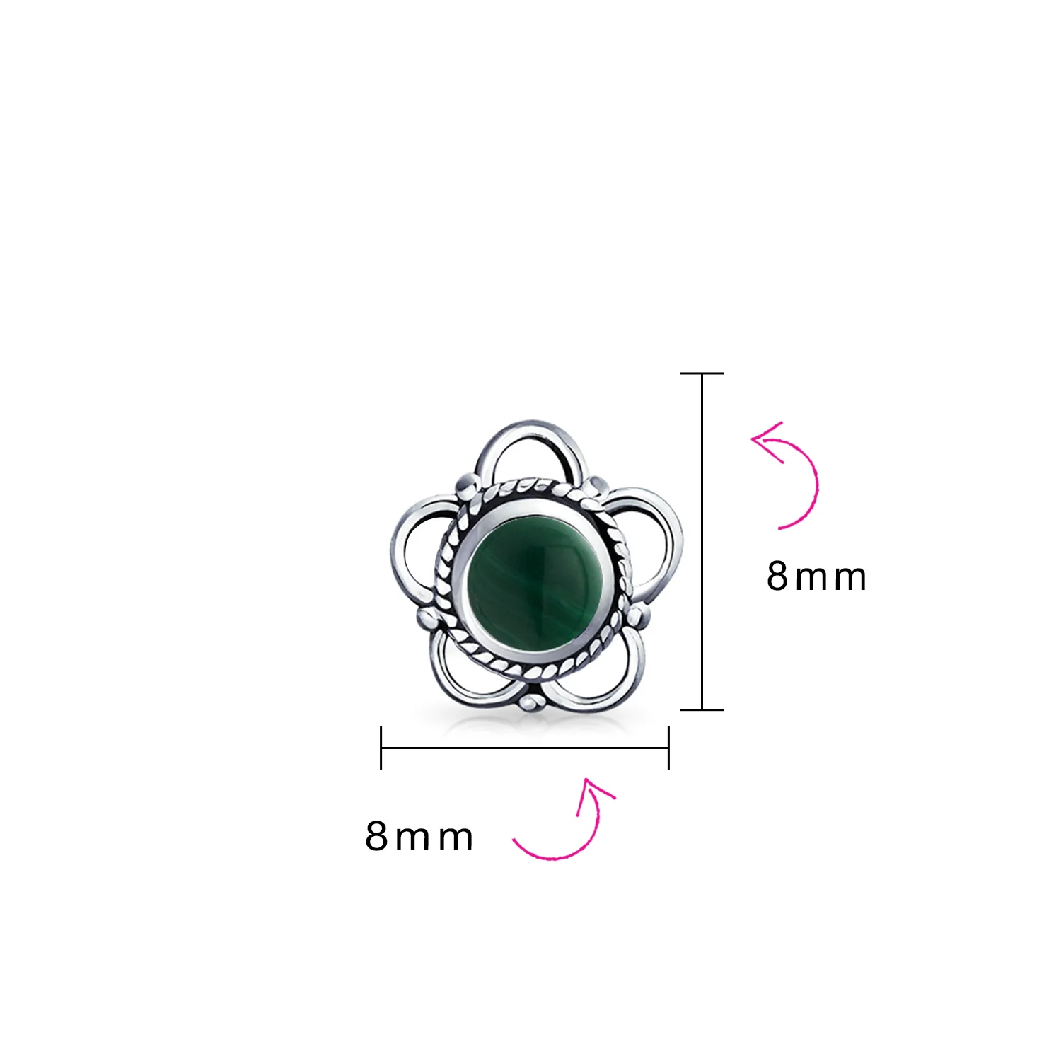 Bali Gemstone Birthstone Flower Stud Earrings Oxidized - Image 20