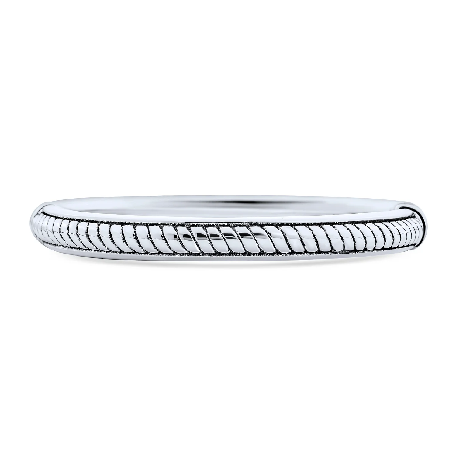 Twisted Rope Thick Bangle Bracelet .925 Sterling Silver