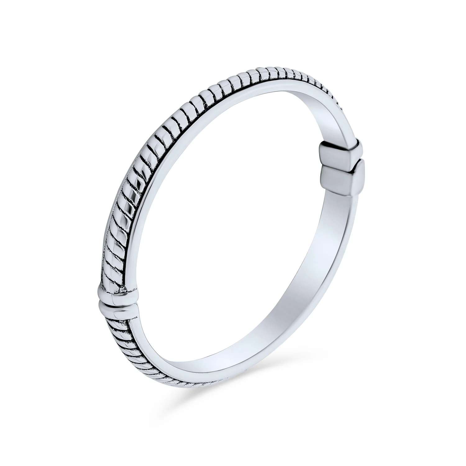 Twisted Rope Thick Bangle Bracelet .925 Sterling Silver - Image 2