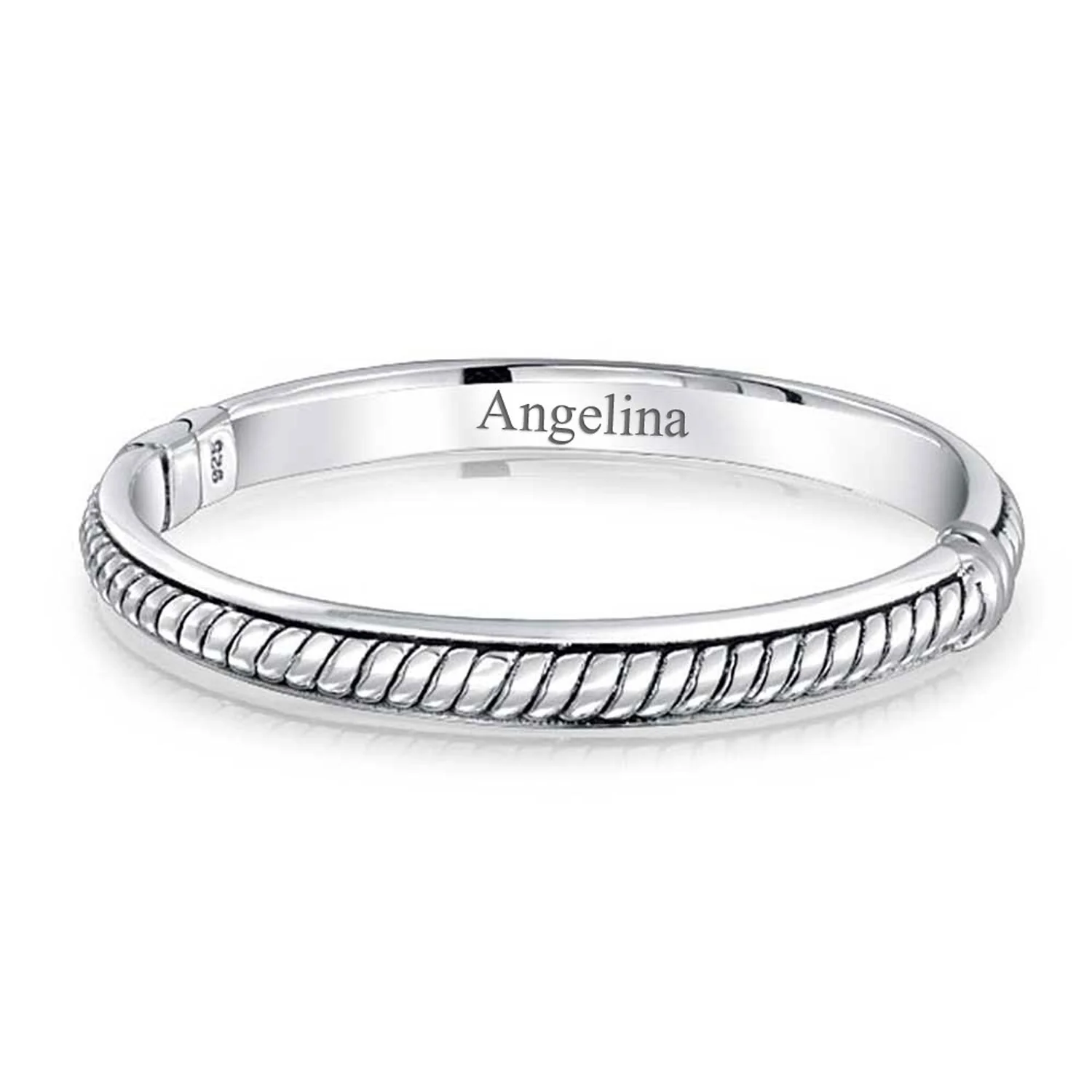 Twisted Rope Thick Bangle Bracelet .925 Sterling Silver - Image 4