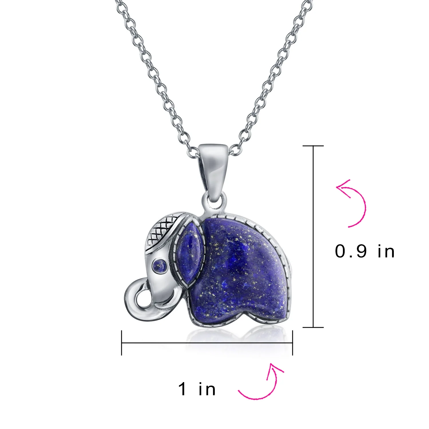 Tribal Longevity Blue Lapis Lazuli Elephant Pendant Necklace - Image 3
