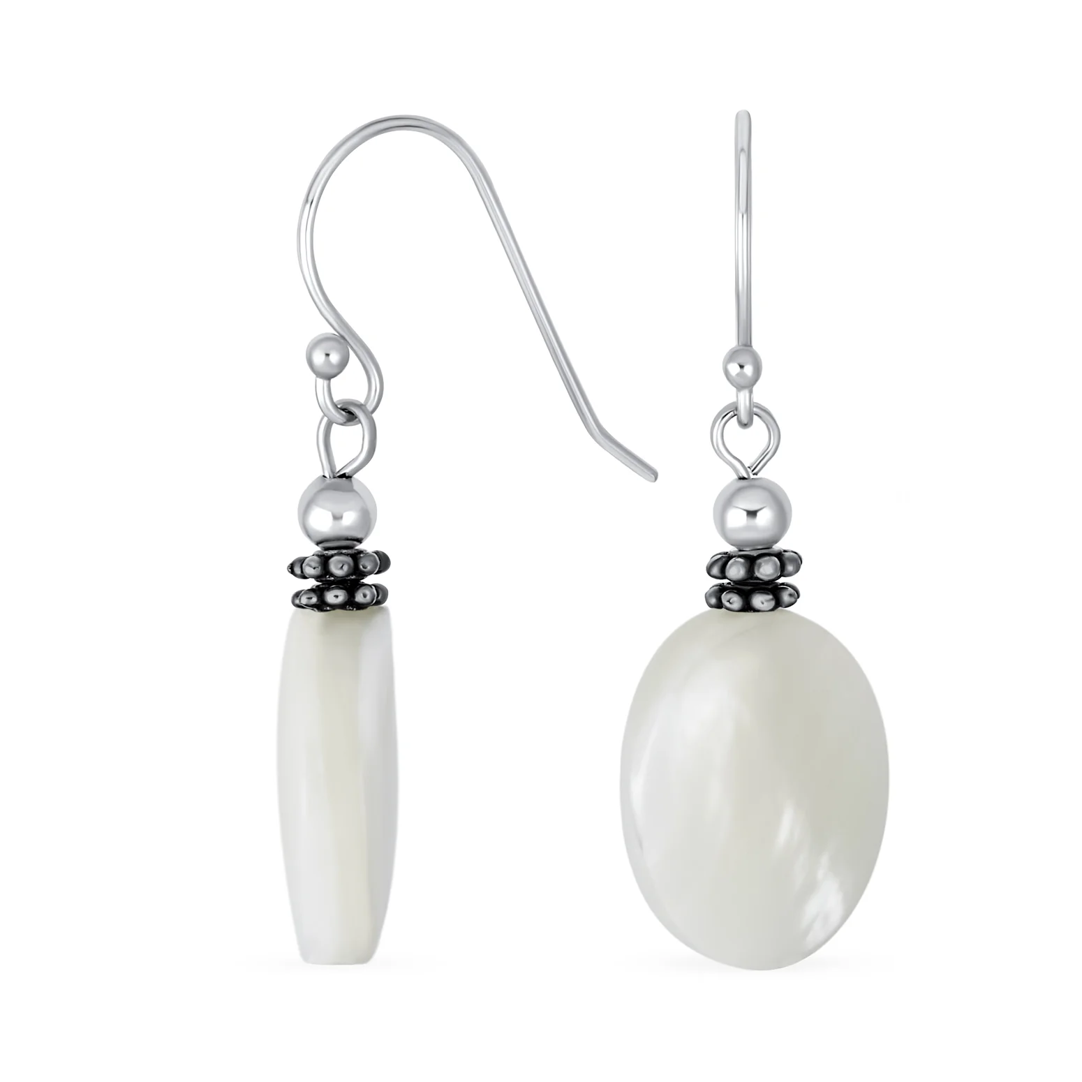 Bali Green Jade Oval Gemstone Drop Earrings .925Sterling Silver - Image 2