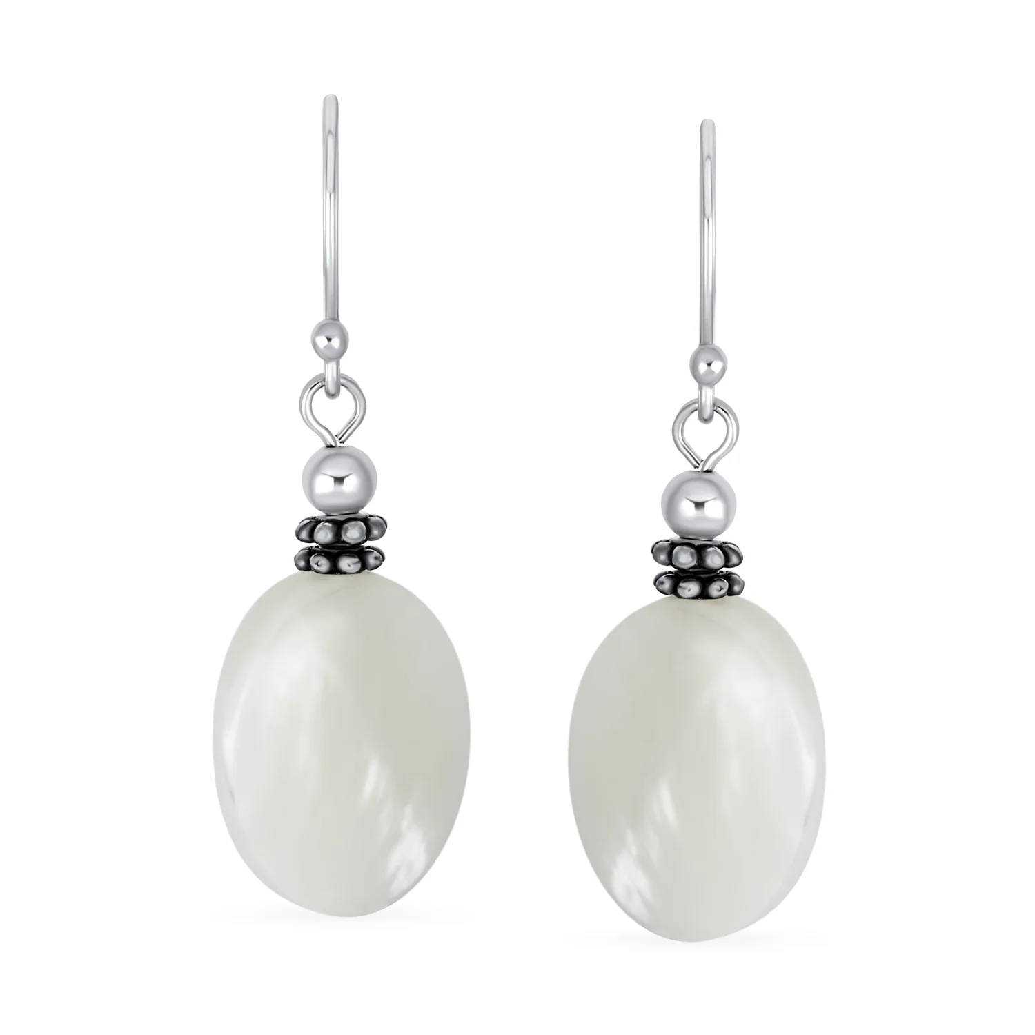 Bali Green Jade Oval Gemstone Drop Earrings .925Sterling Silver - Image 4