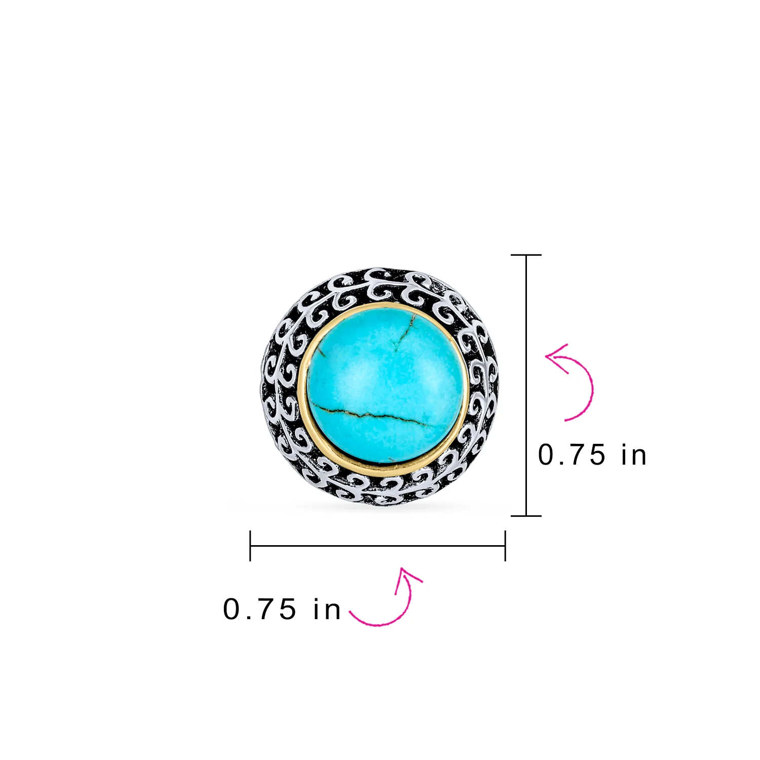 Balinese Button Clip-On Earrings Simulated Pearl Gemstones - Image 13