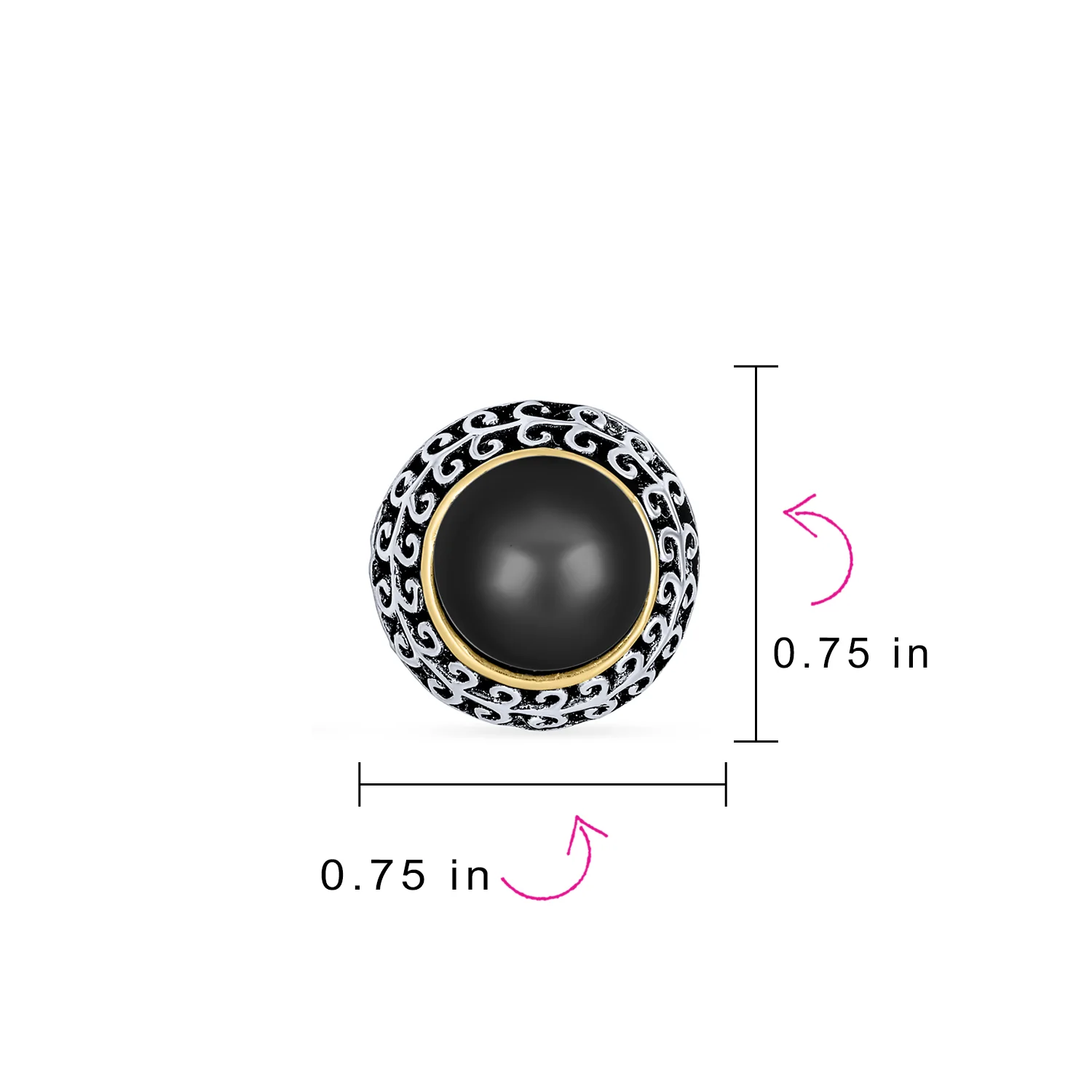 Balinese Button Clip-On Earrings Simulated Pearl Gemstones - Image 17