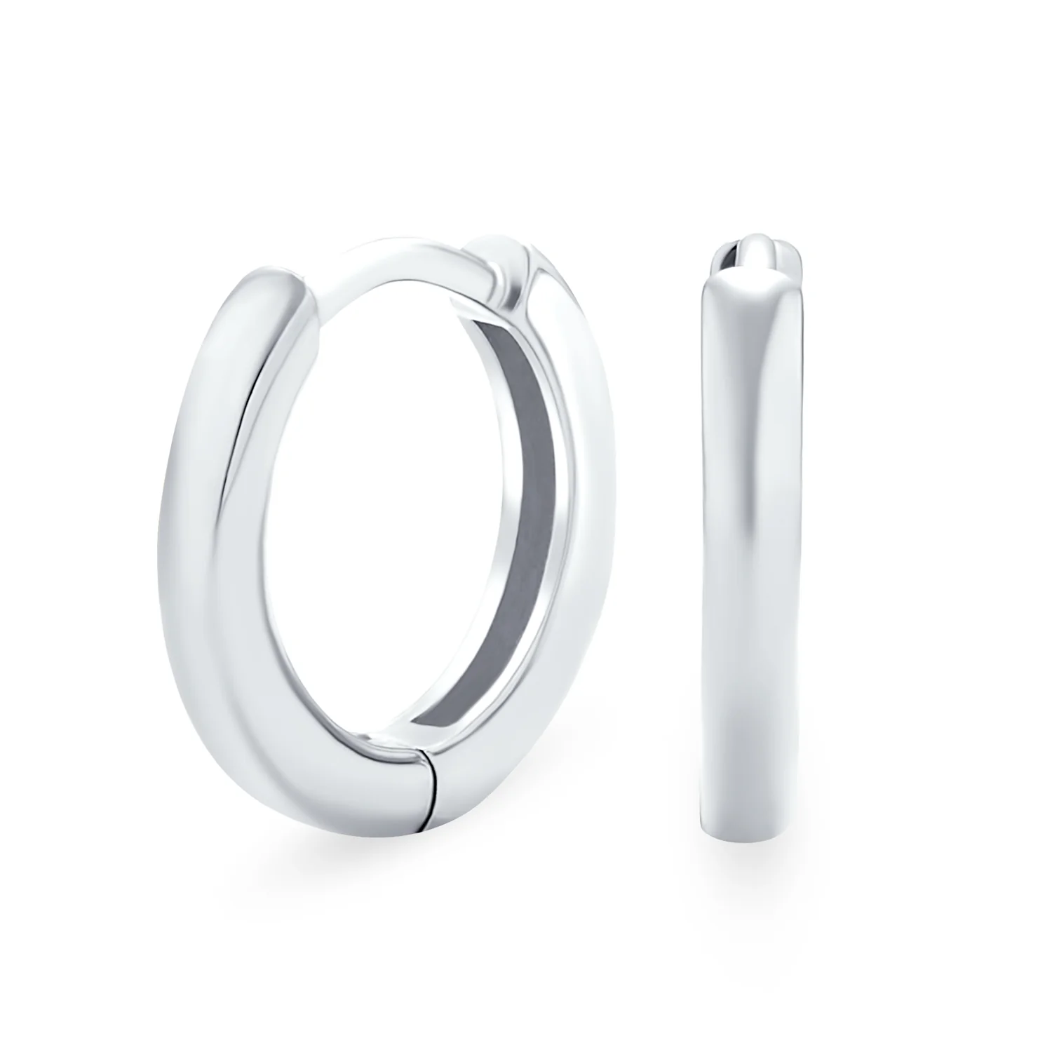 Basic Thin Hoop Huggie Earrings for Men Rose Gold Plated