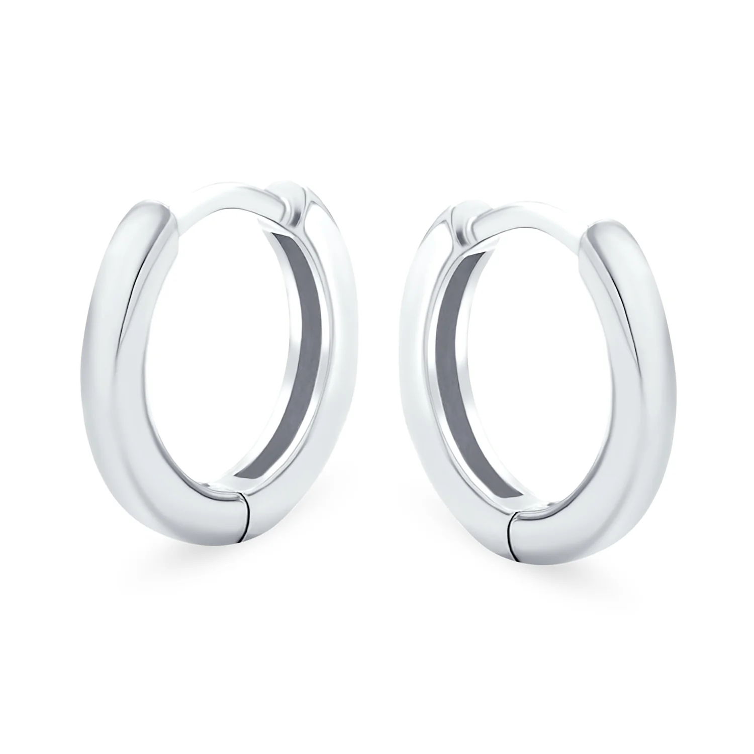 Basic Thin Hoop Huggie Earrings for Men Rose Gold Plated - Image 2