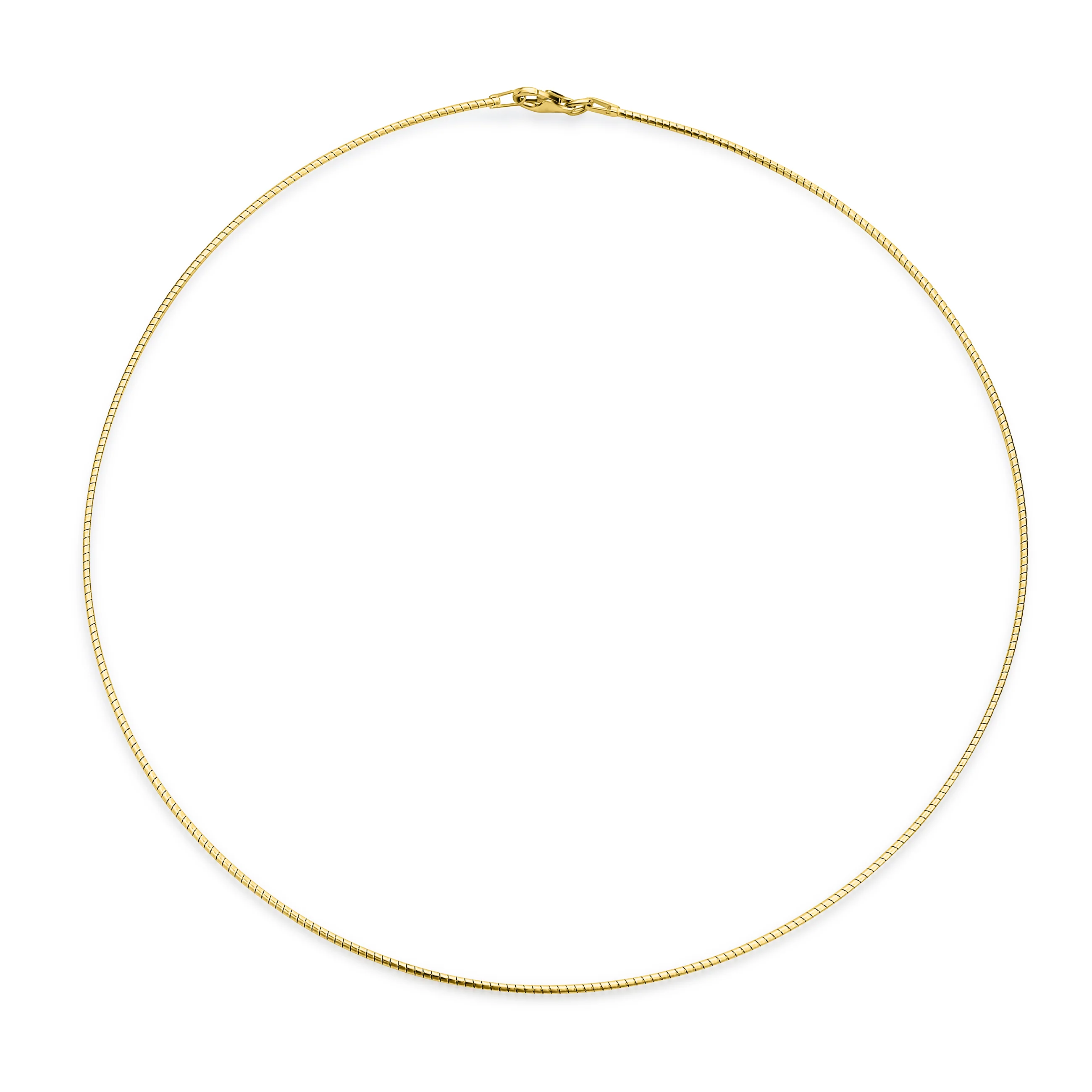 Basic Thin 1MM Omega Chain Choker Necklace 14K Gold Plated - Image 2