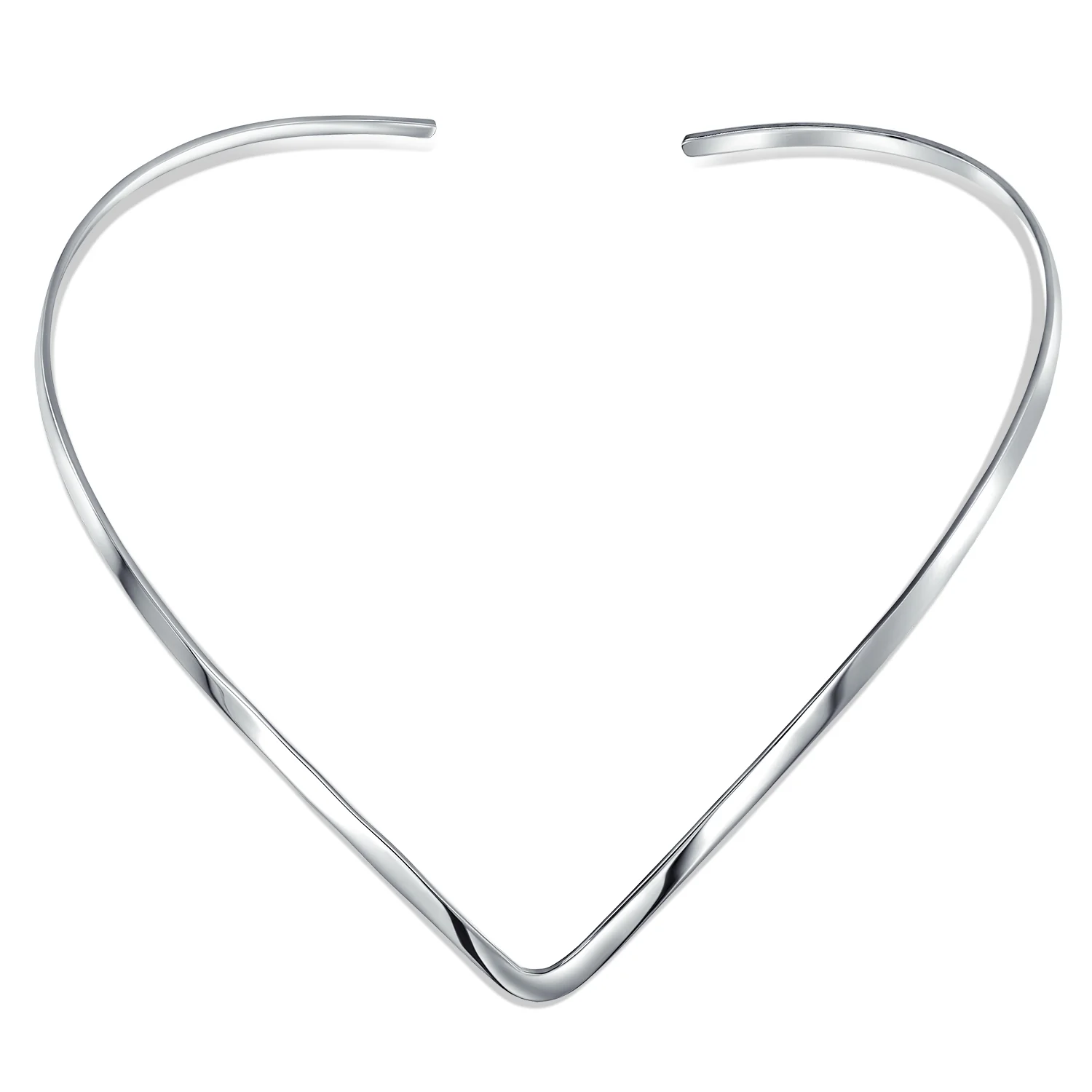 Basic Simple Slider V Shape Collar Statement Necklace Silver Sterling Add Your Pendant 2MM - Image 2