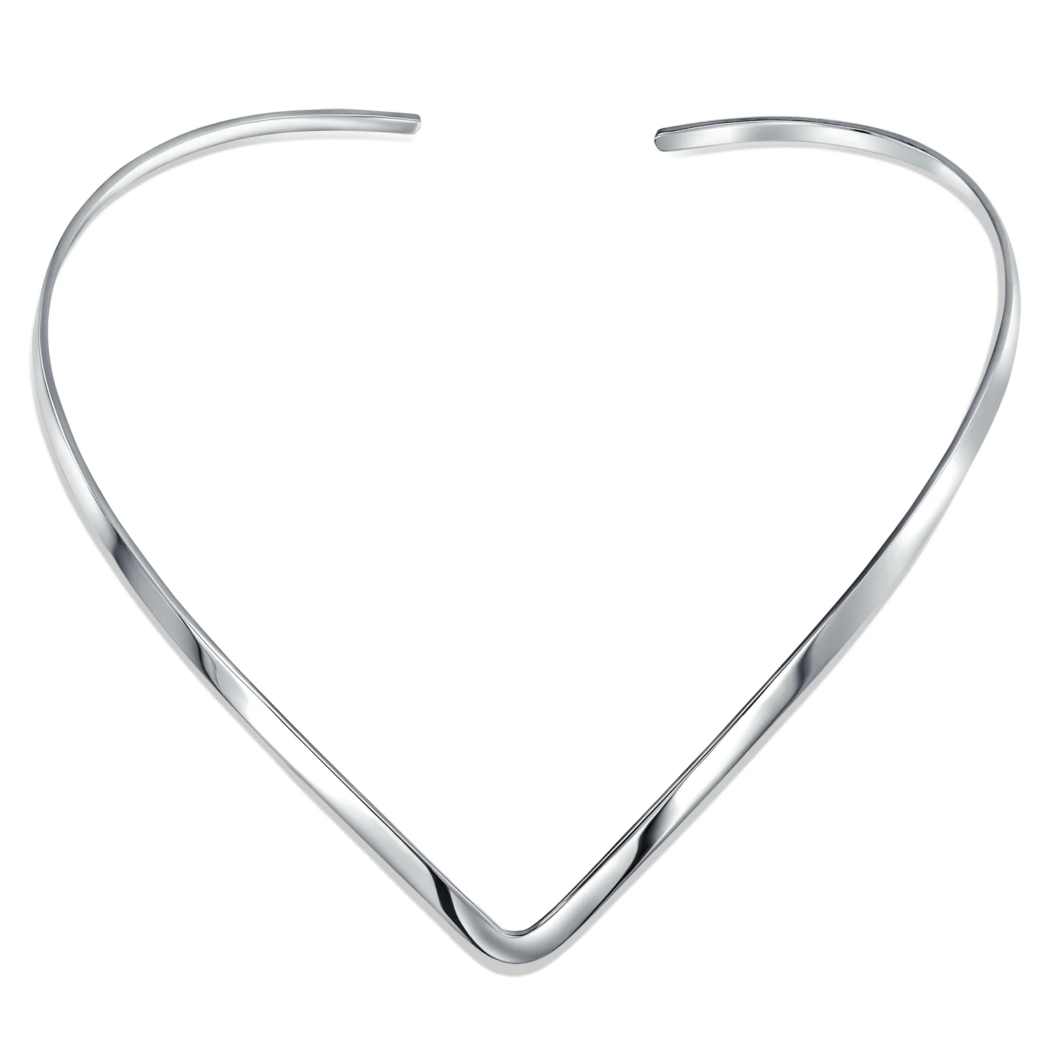 Basic Simple Slider V Shape Collar Statement Necklace Silver Sterling Add Your Pendant 2MM - Image 3