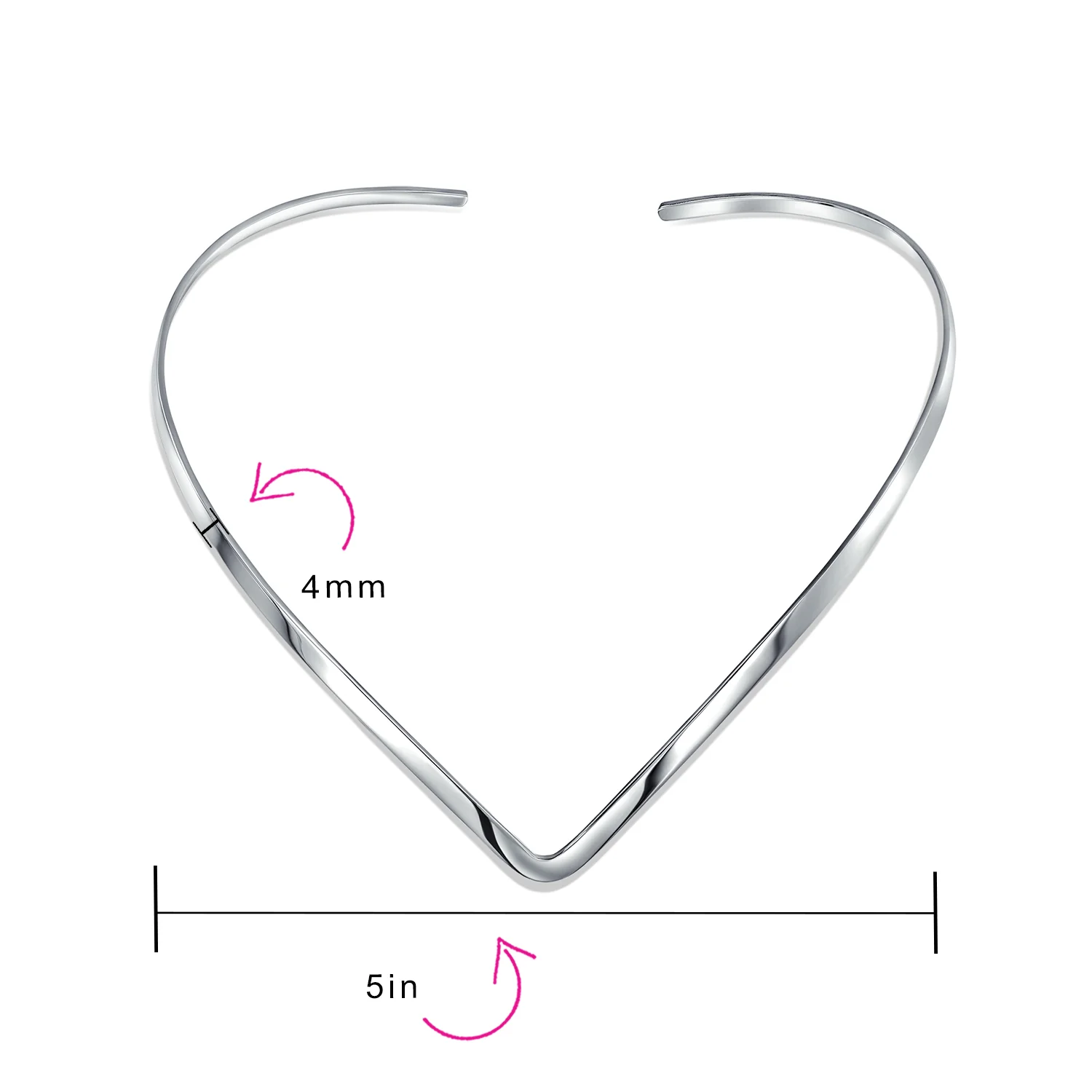 Basic Simple Slider V Shape Collar Statement Necklace Silver Sterling Add Your Pendant 2MM - Image 9