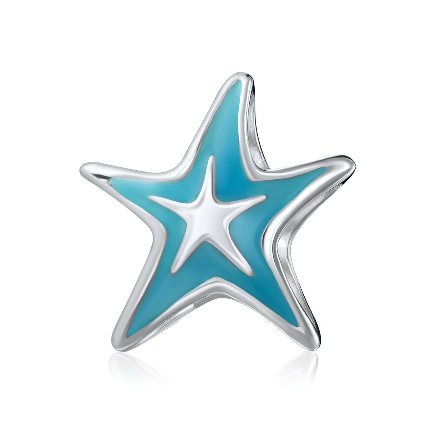 Set of 3 Nautical Travel Beach Blue Starfish & Cartoon Fish Glass Charm Bead - Image 3
