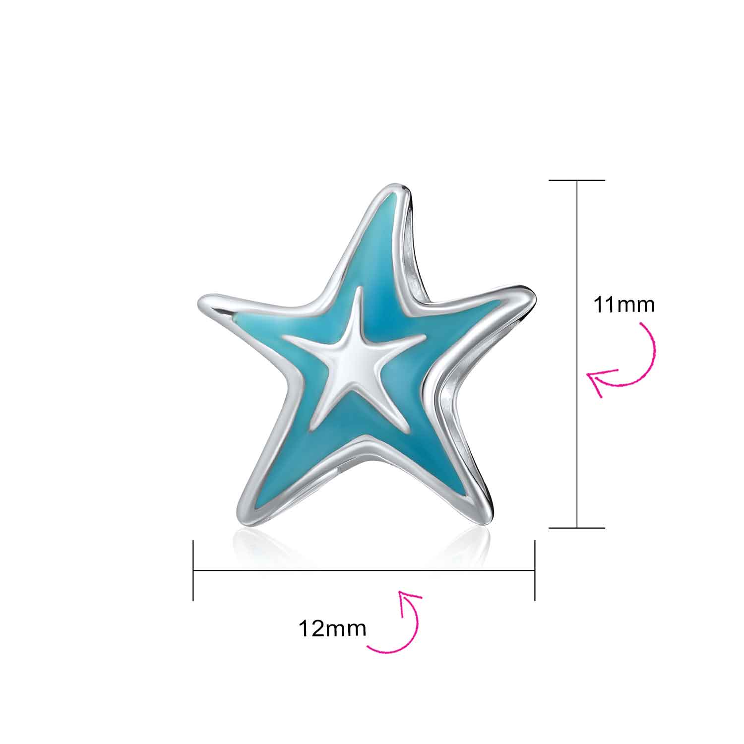 Set of 3 Nautical Travel Beach Blue Starfish & Cartoon Fish Glass Charm Bead - Image 5