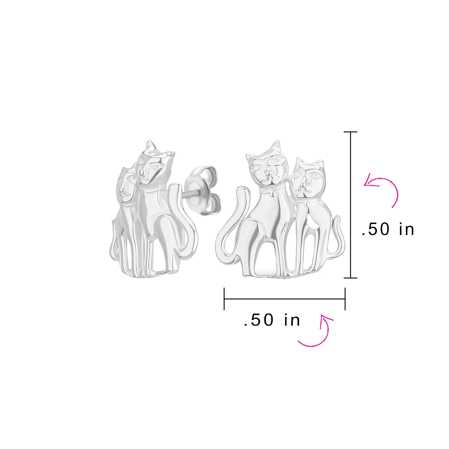 Best Friend Animal Lover Studs Earrings Two Kitten Cat - Image 4