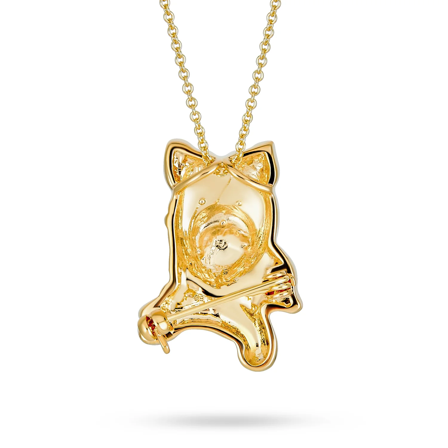 Dog Pendant Necklace Pink Bow Yorkshire Terrier Shih Tzu 14K Gold Plated - Image 2