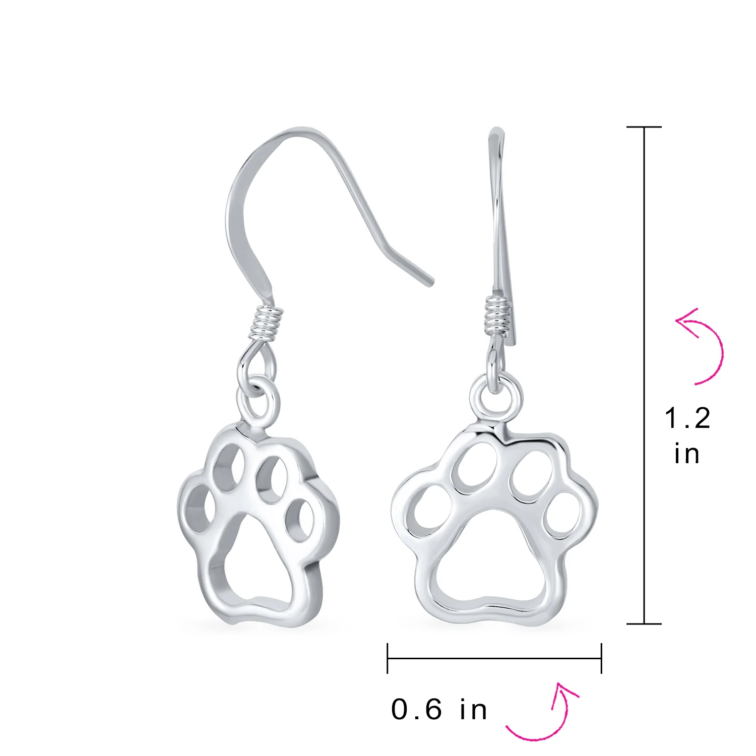 Best Friend Pet Lover Dangle Earrings Dog Paw Print Hooks - Image 4