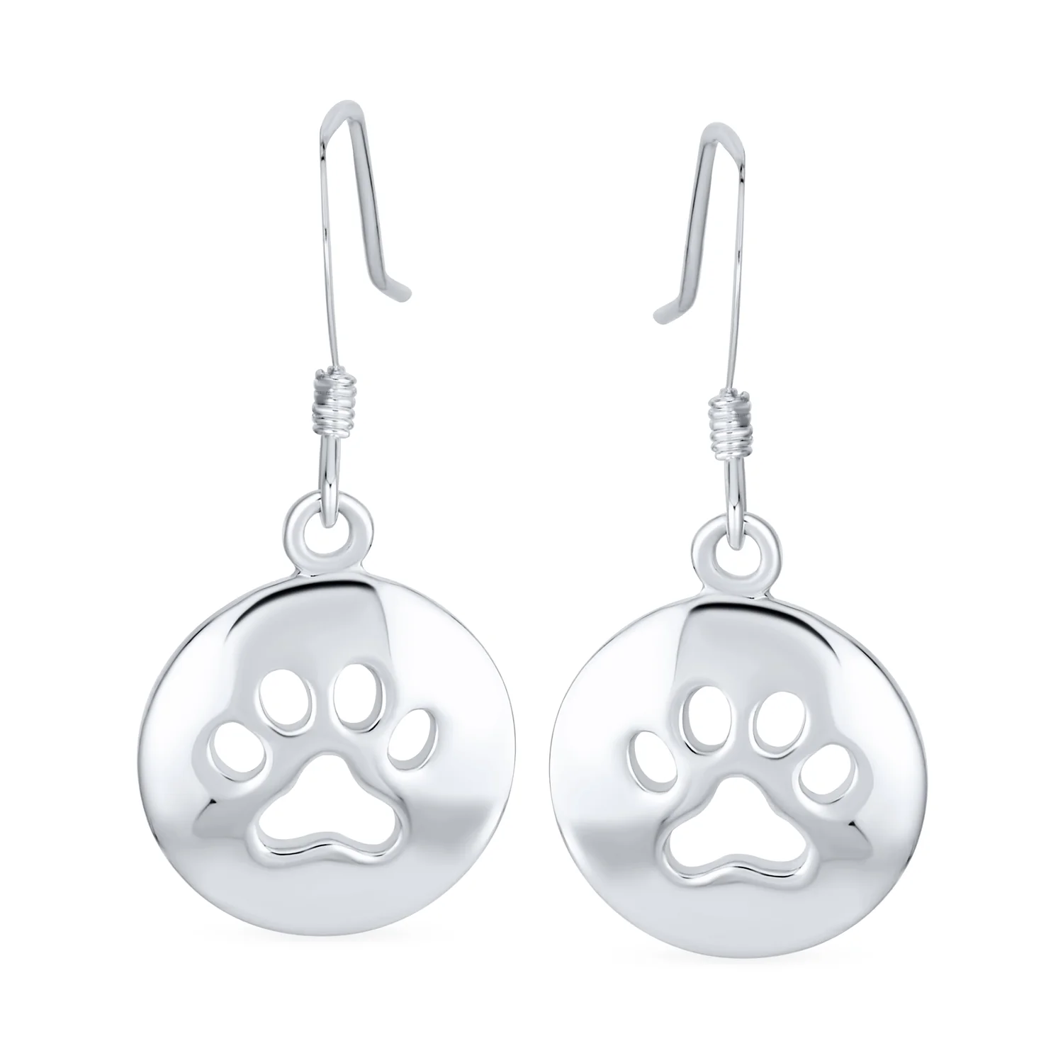Best Friend Pet Lover Dangle Earrings Paw Print Silver Hooks - Image 2