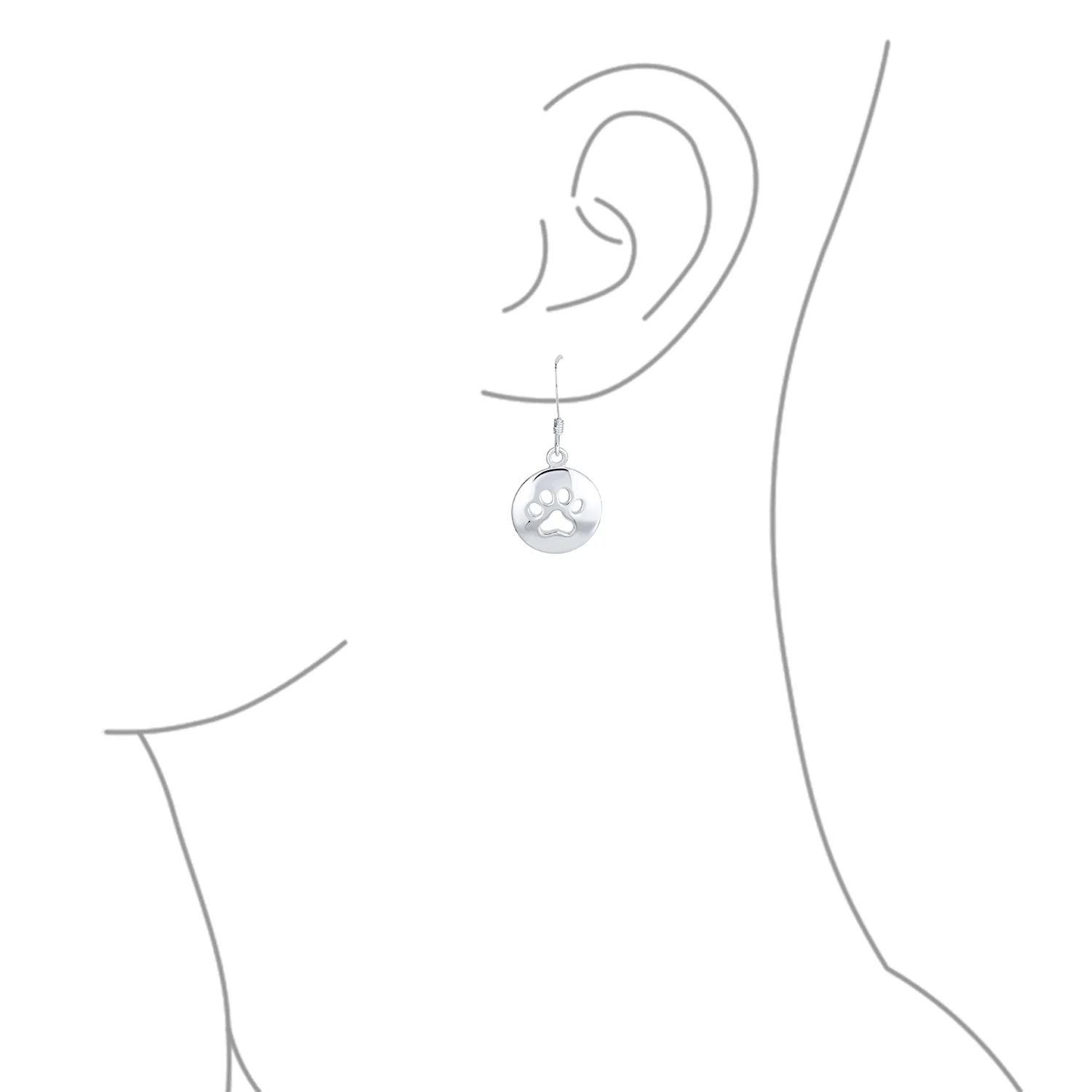 Best Friend Pet Lover Dangle Earrings Paw Print Silver Hooks - Image 3