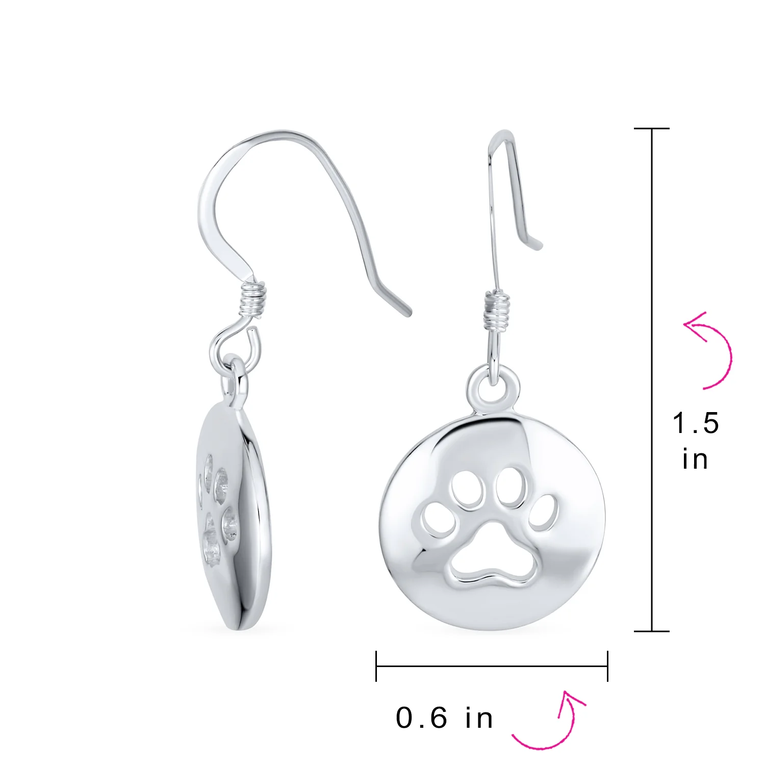 Best Friend Pet Lover Dangle Earrings Paw Print Silver Hooks - Image 4