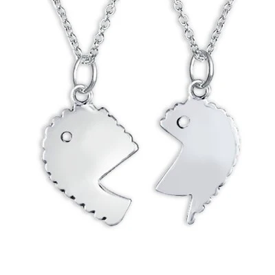 Best Friends BFF 2 Pc Split Heart Puzzle Mother Daughter Pendant Necklace Sterling Silver - Image 5
