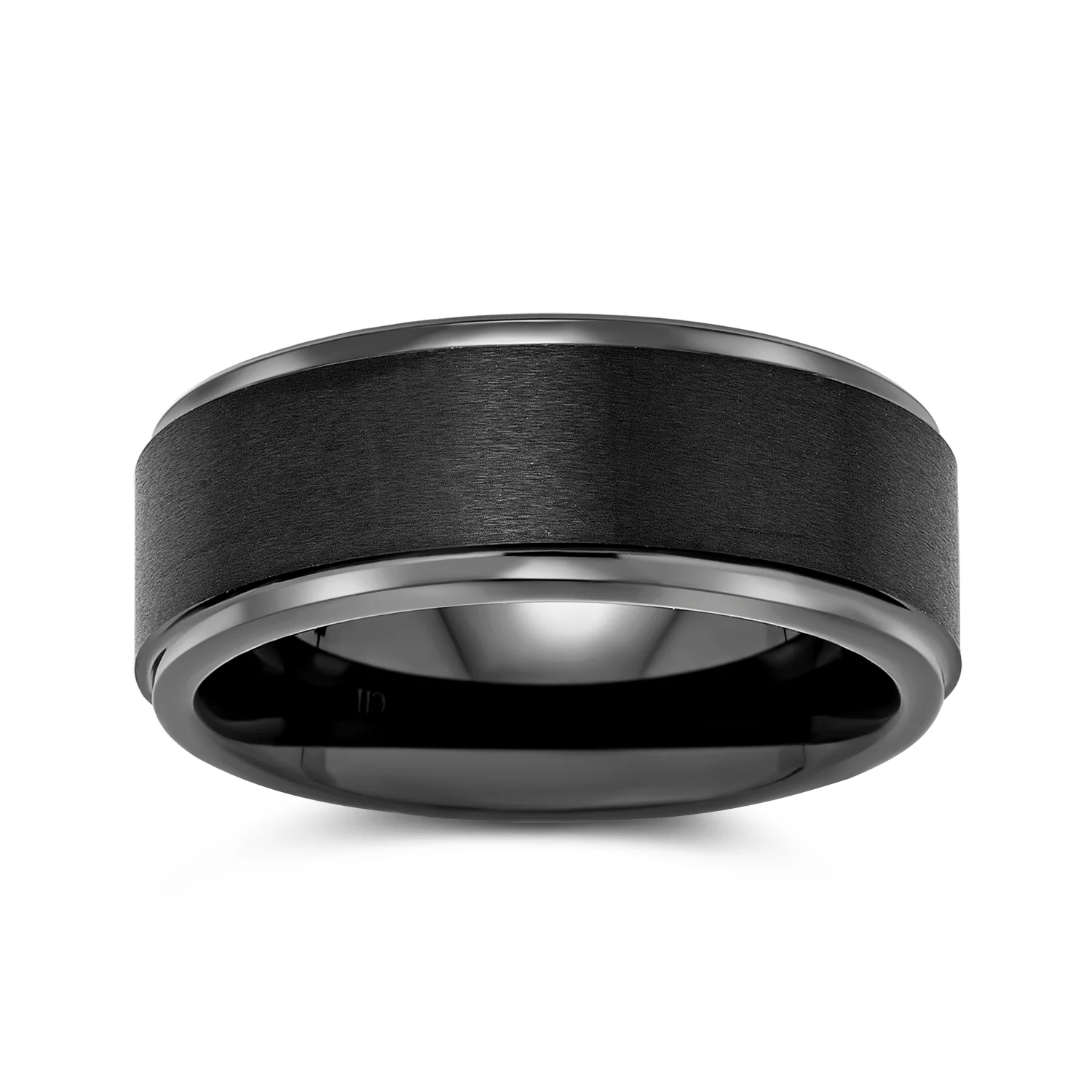 Beveled Edge Matte Silver Couples Wedding Band Titanium Ring 8MM Wide - Image 4