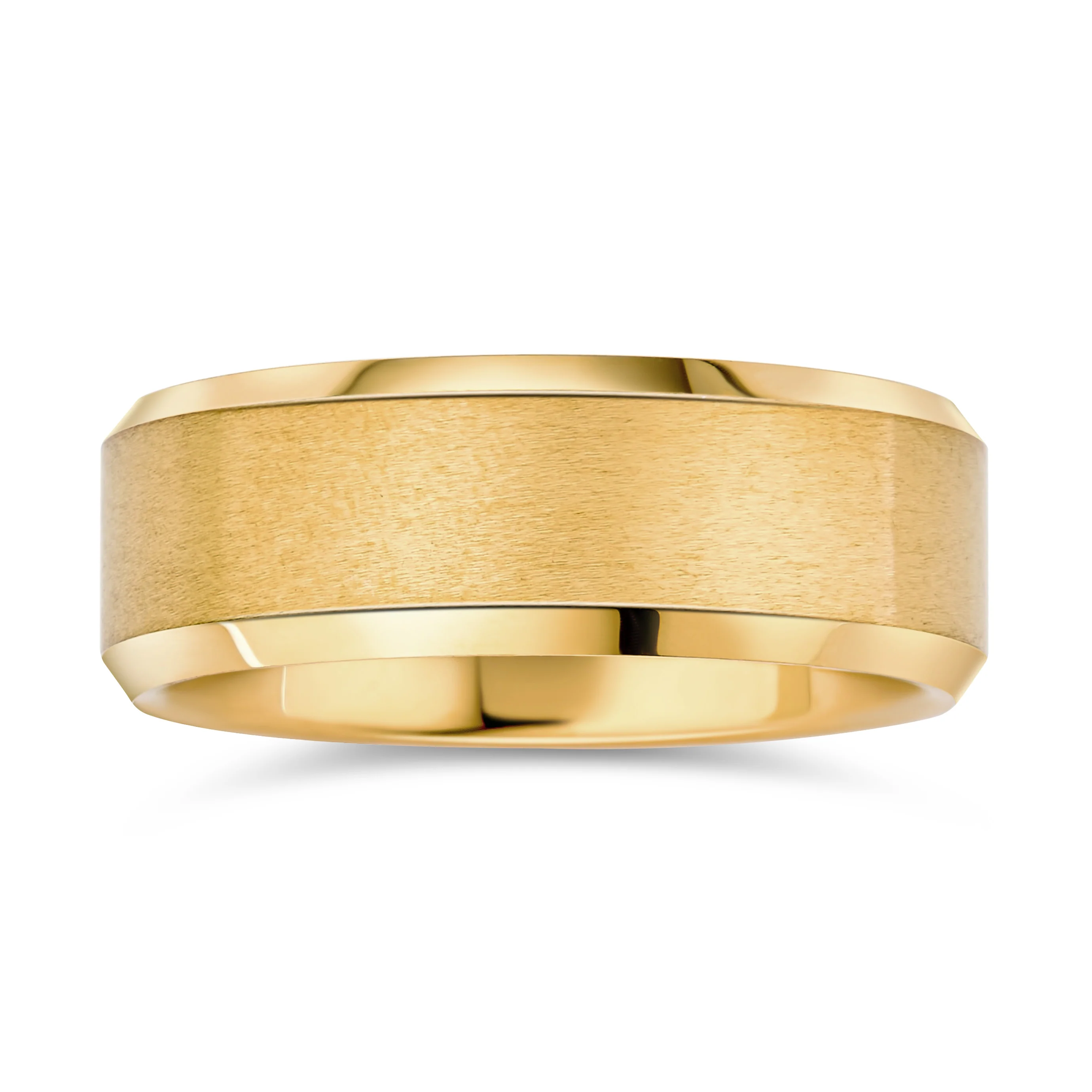 Beveled Edge Matte Silver Couples Wedding Band Titanium Ring 8MM Wide - Image 6