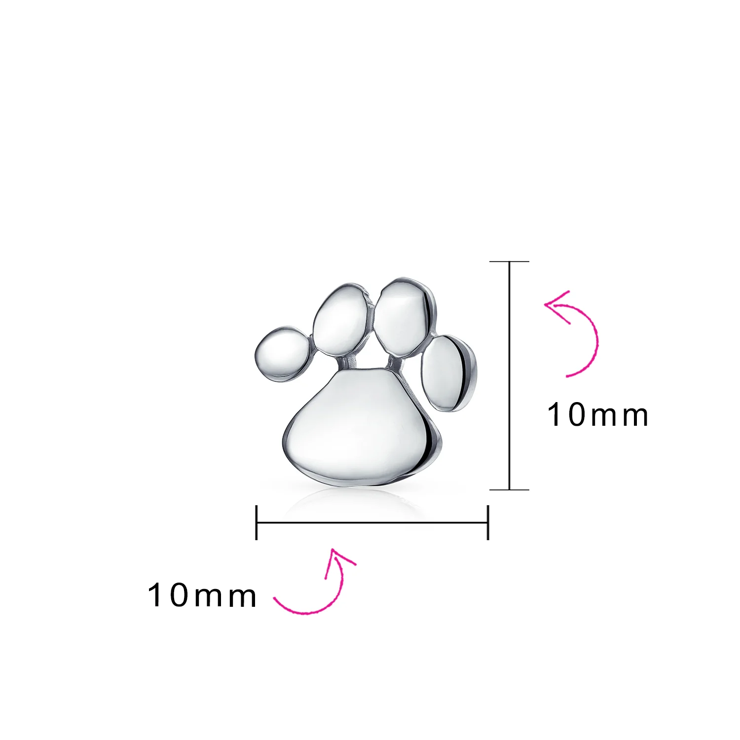 Set of 2 BFF Animal Lover Pet Dog Cat Paw Print Stud Earrings Sterling Silver - Image 4