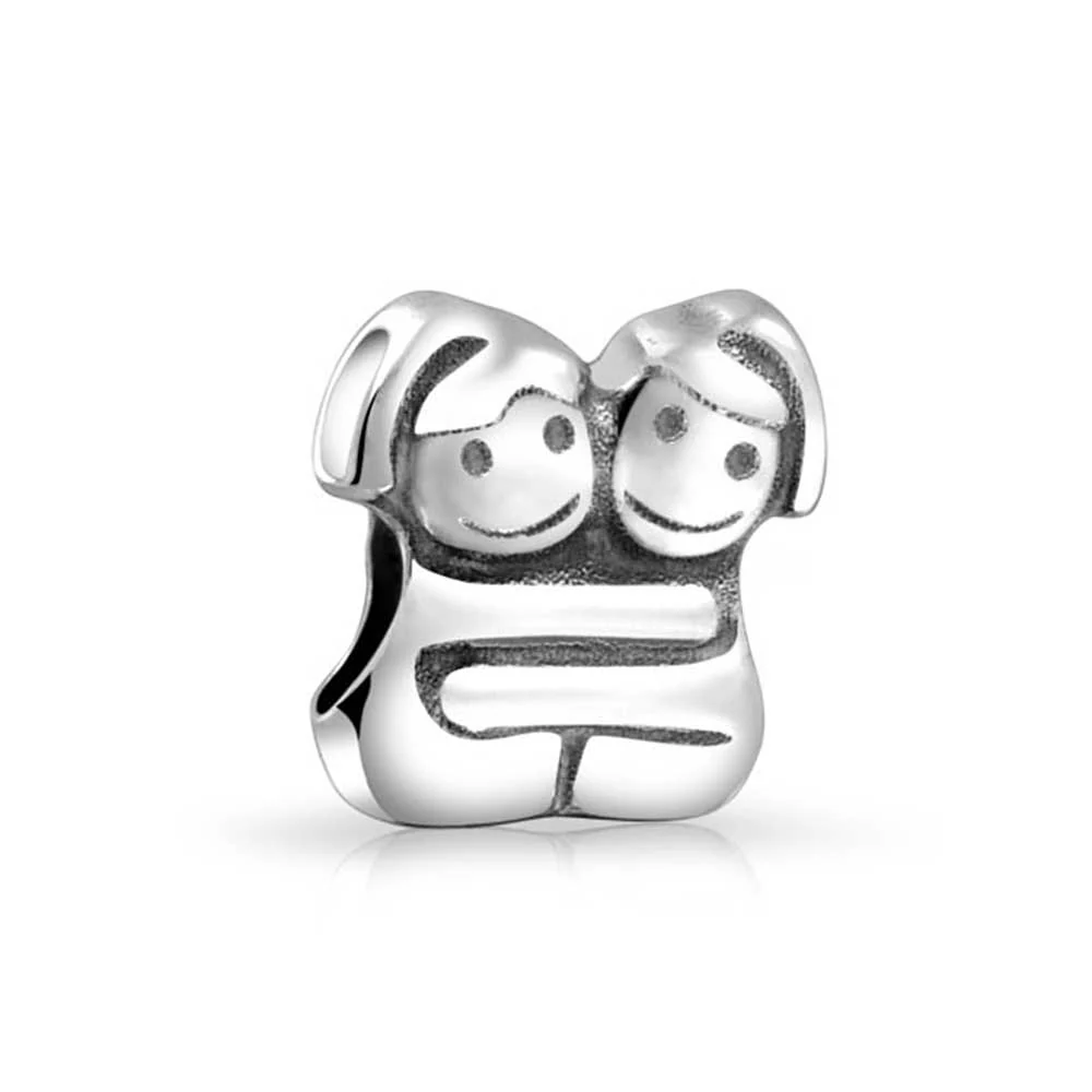 BFF Best Hugging Friends Forever Charm Bead Sterling Silver