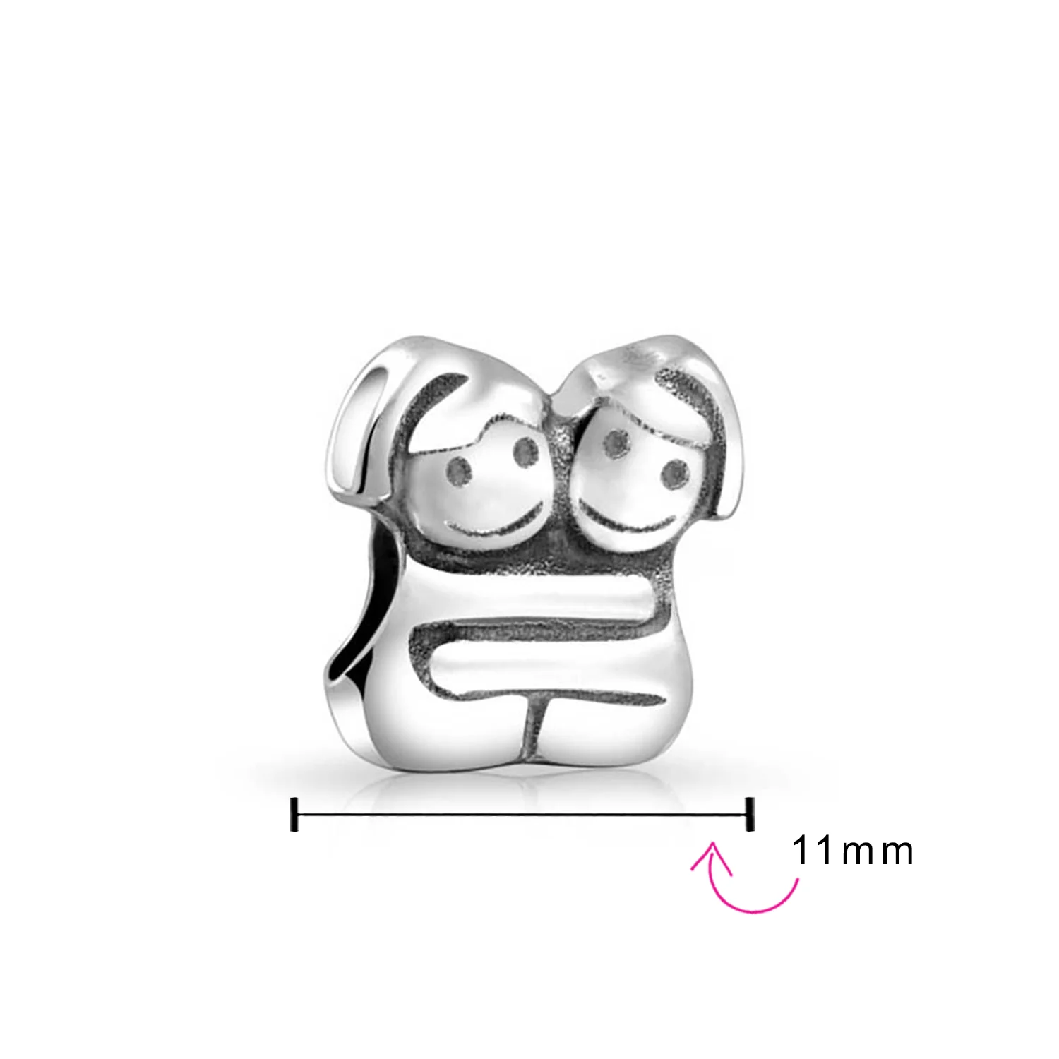 BFF Best Hugging Friends Forever Charm Bead Sterling Silver - Image 3